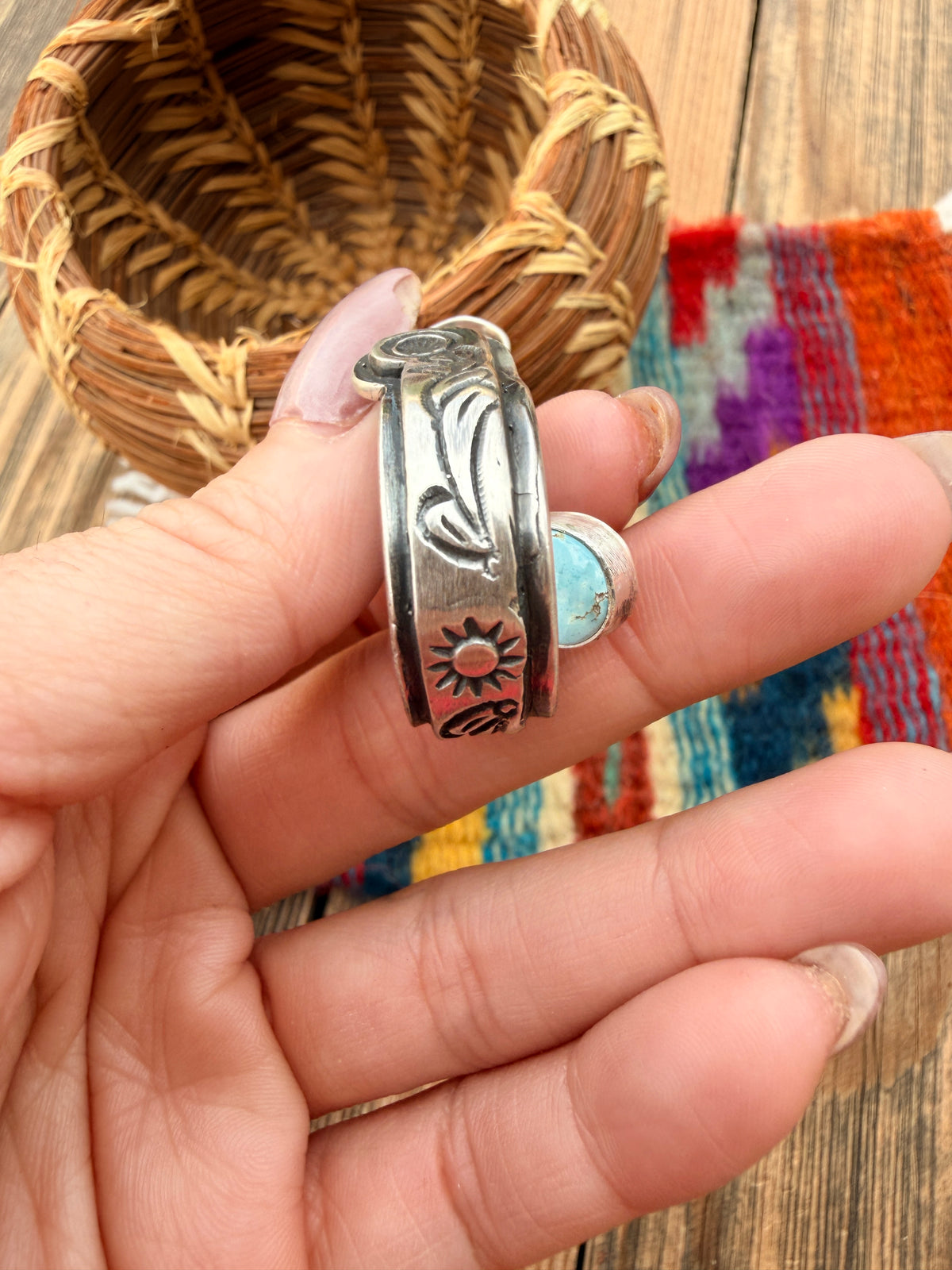 Handcrafted Sterling Silver & Turquoise Stirrup Pendant by Charles Johnson
