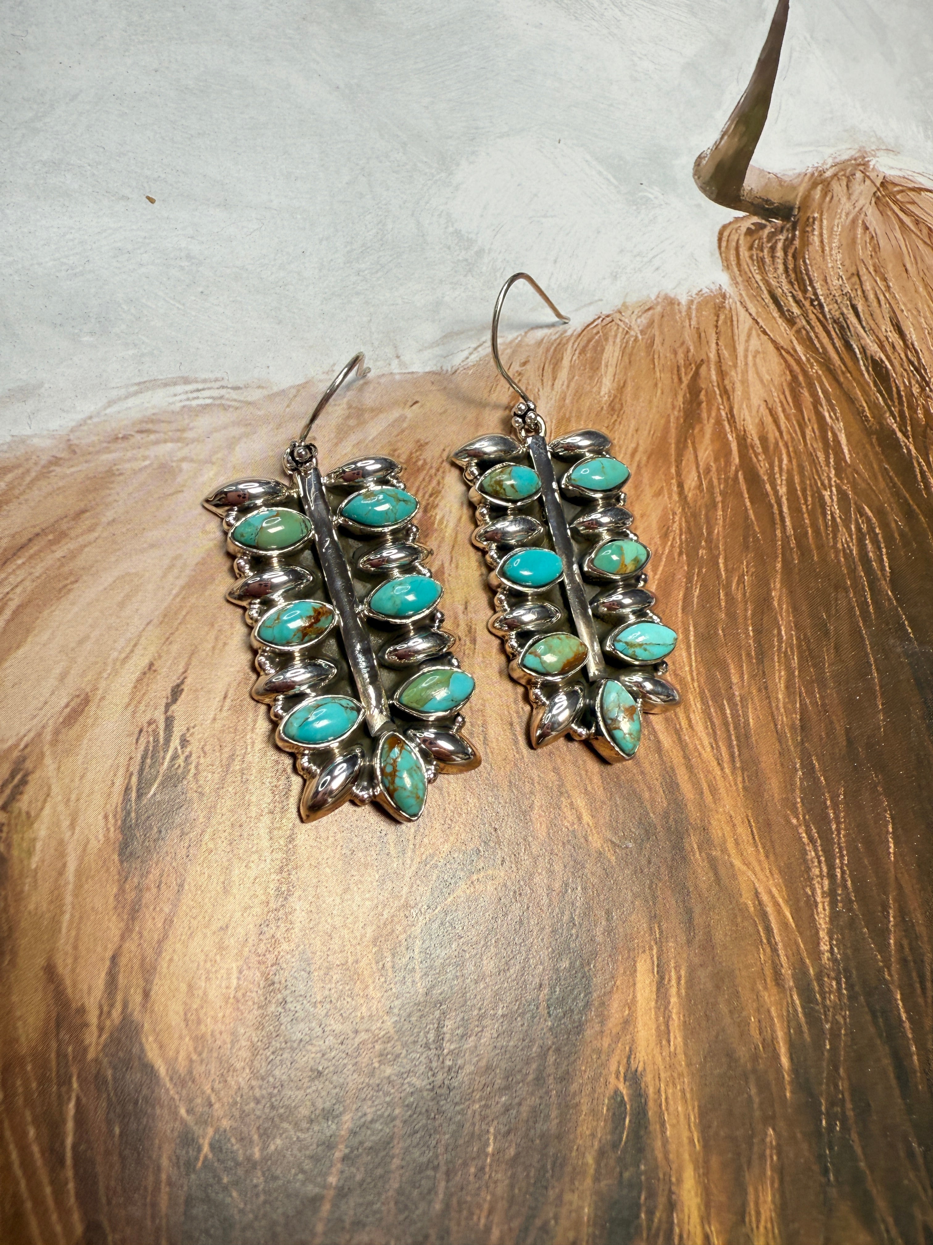 Handmade Turquoise and Sterling Silver Handmade Hook Dangles