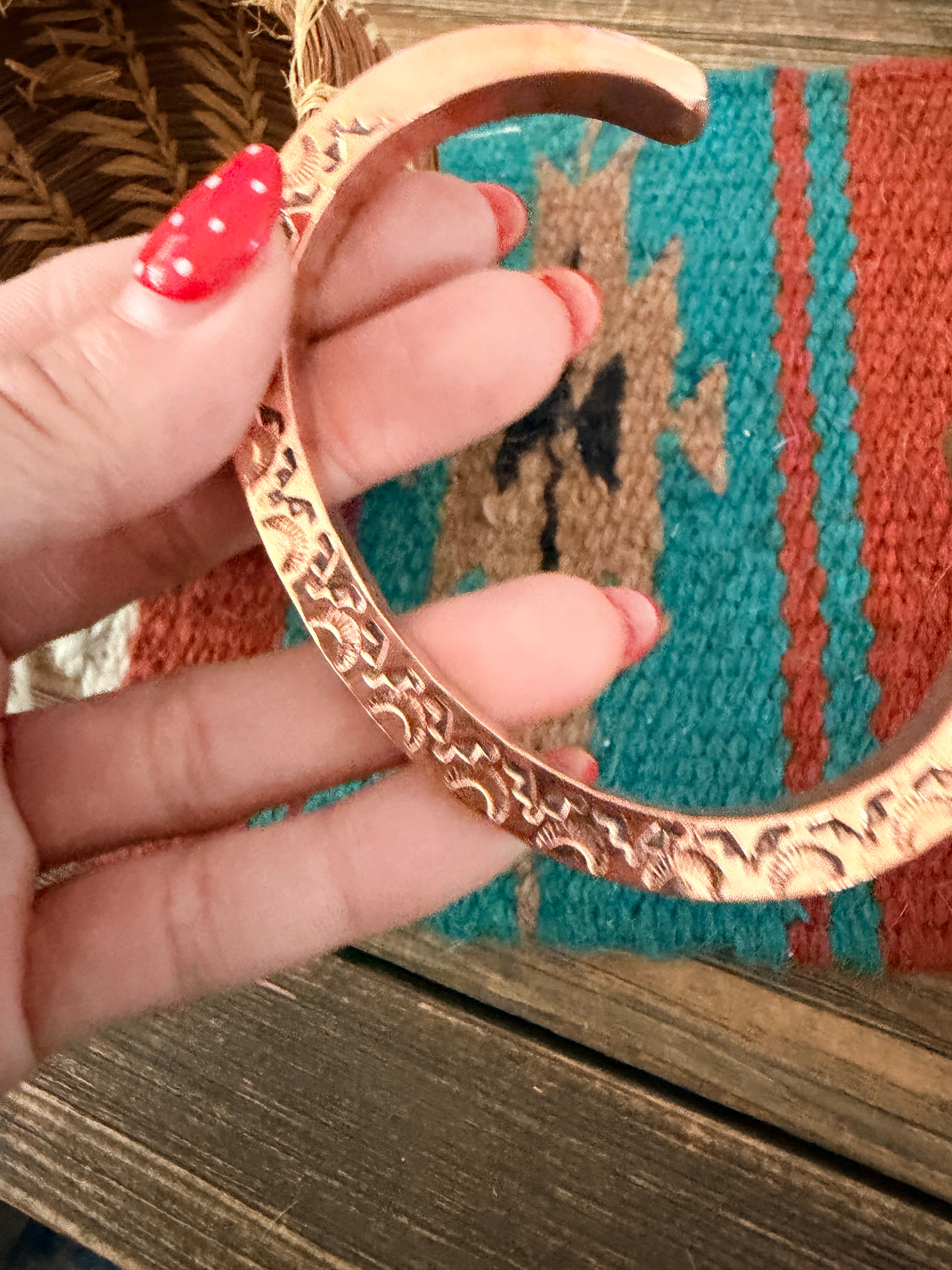 Handcrafted Copper & Sterling Silver Cuff Bracelet by Wylie Secatero