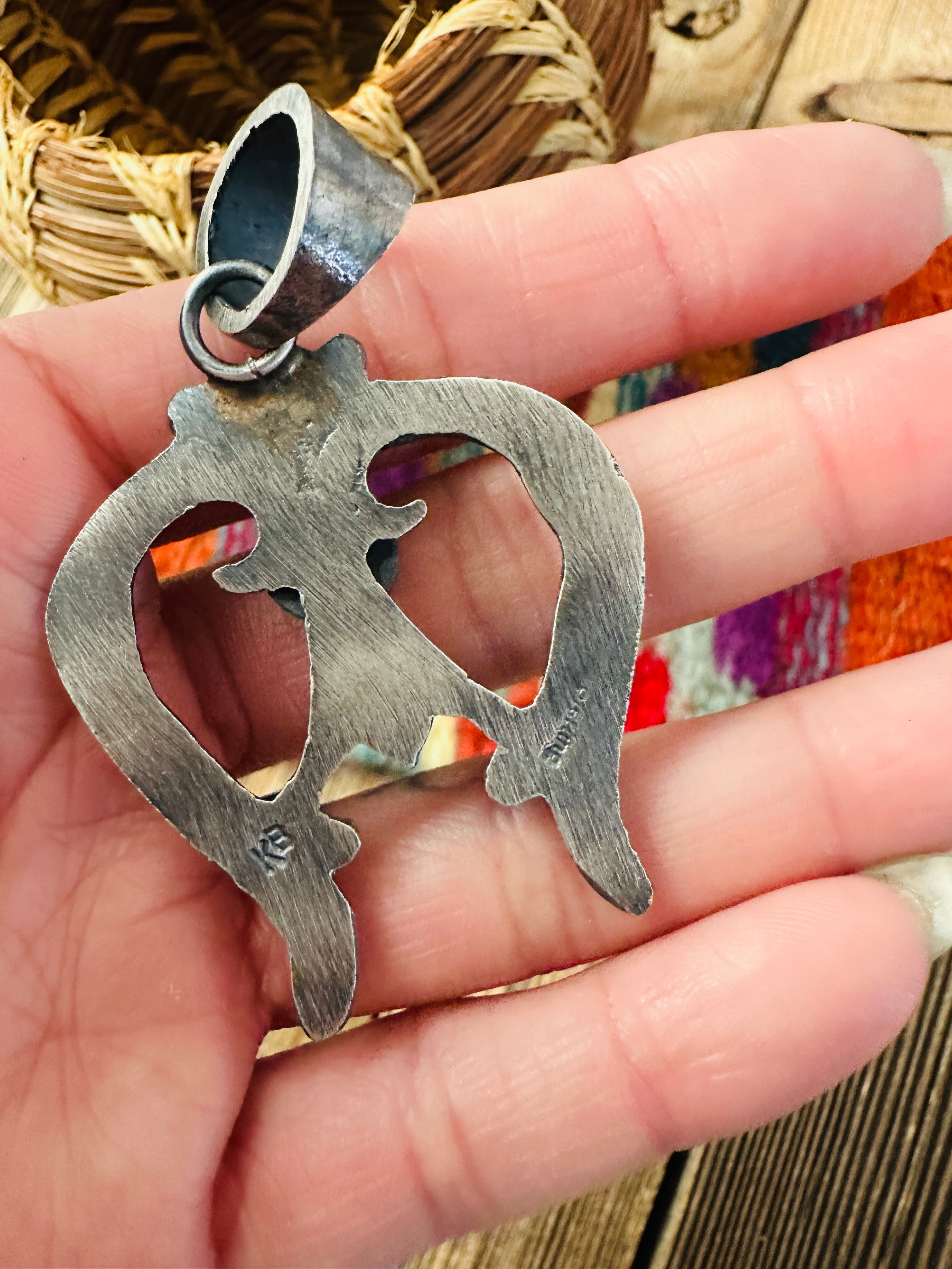 Handcrafted Sterling Silver & Kingman Turquoise Naja Pendant by Kevin Billah