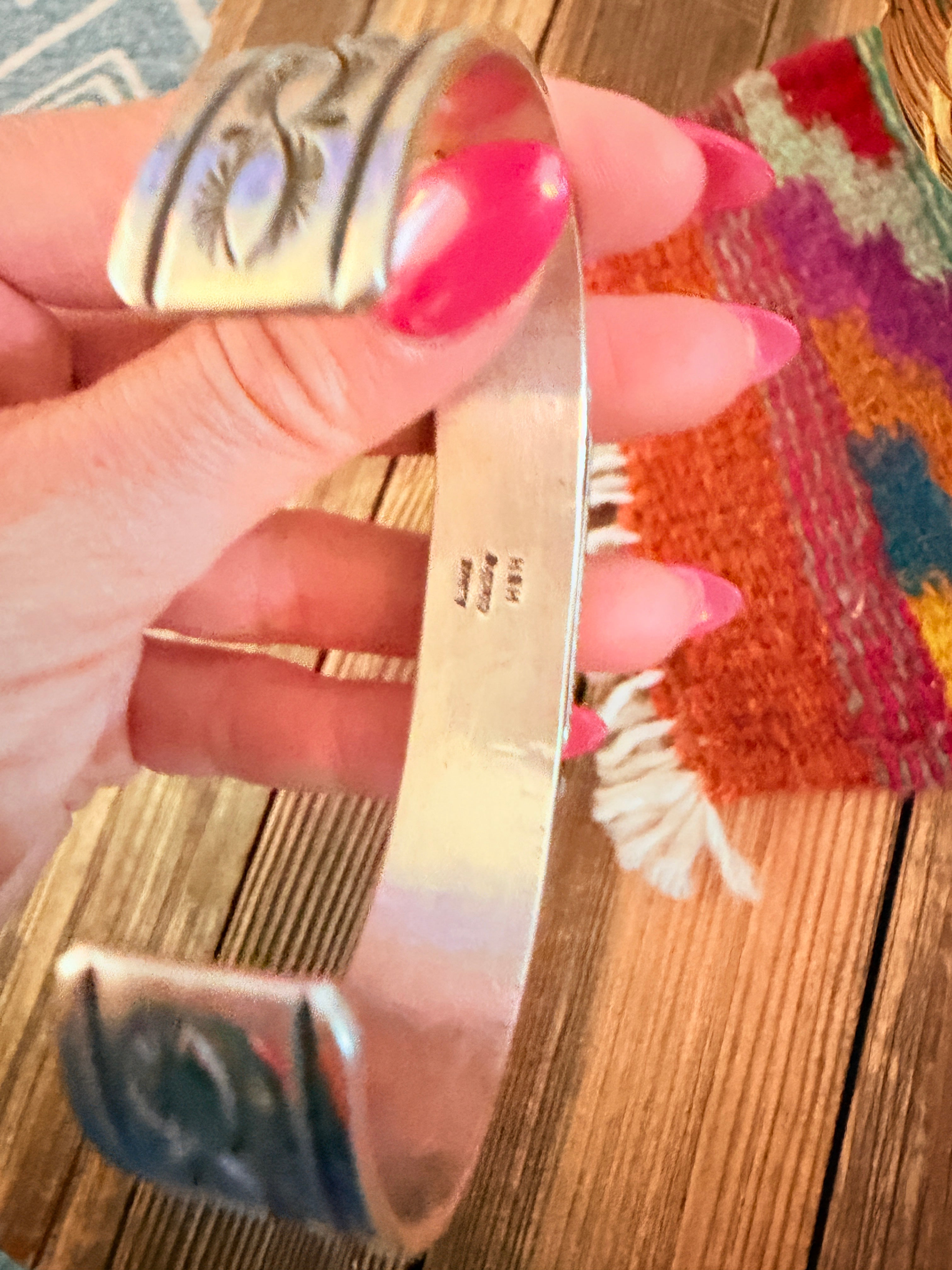 Handcrafted Sterling Silver and Lapis Cuff Bracelet by Albert Jake