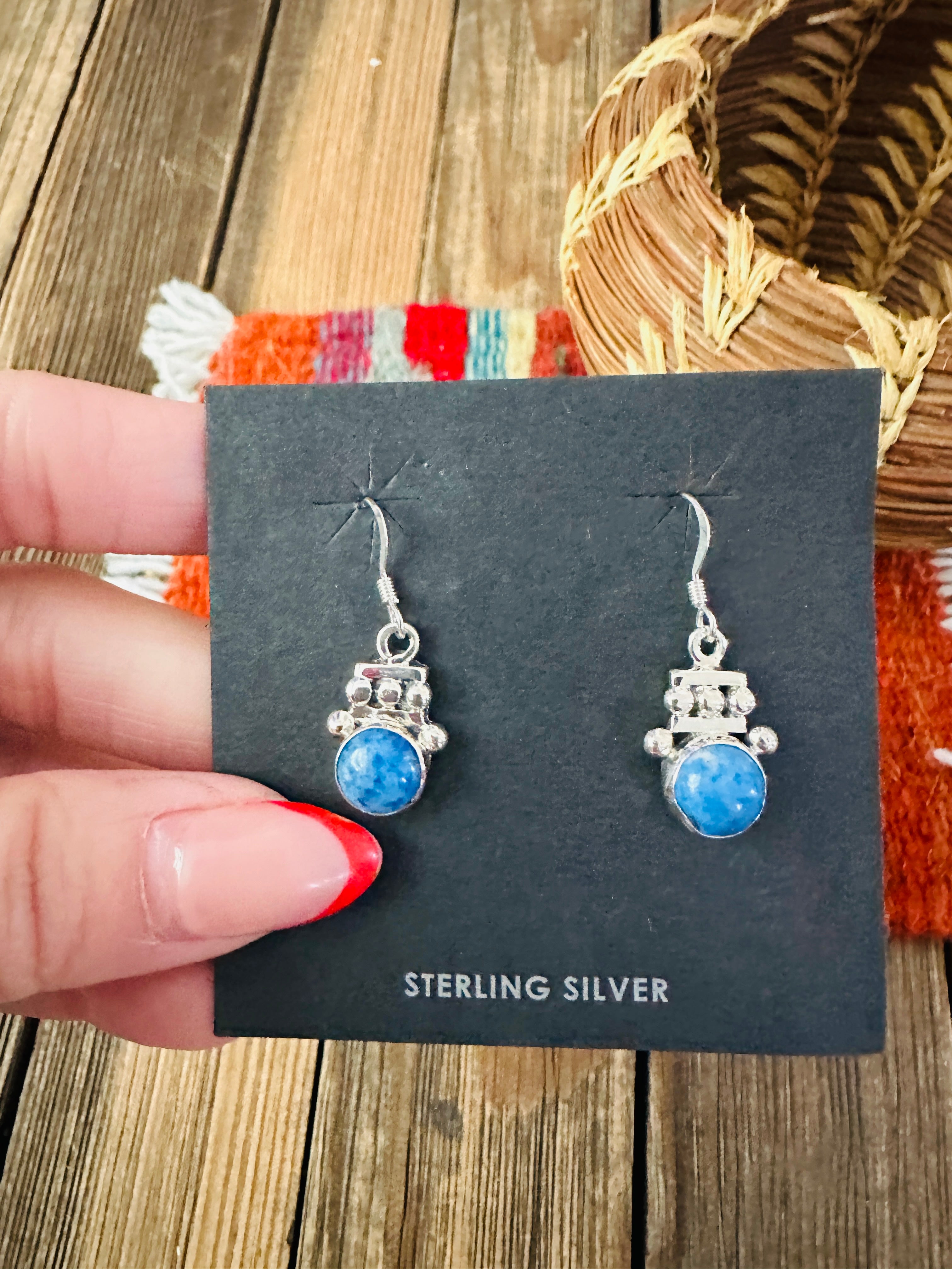 Handcrafted Lapis & Sterling Silver Dangle Earrings