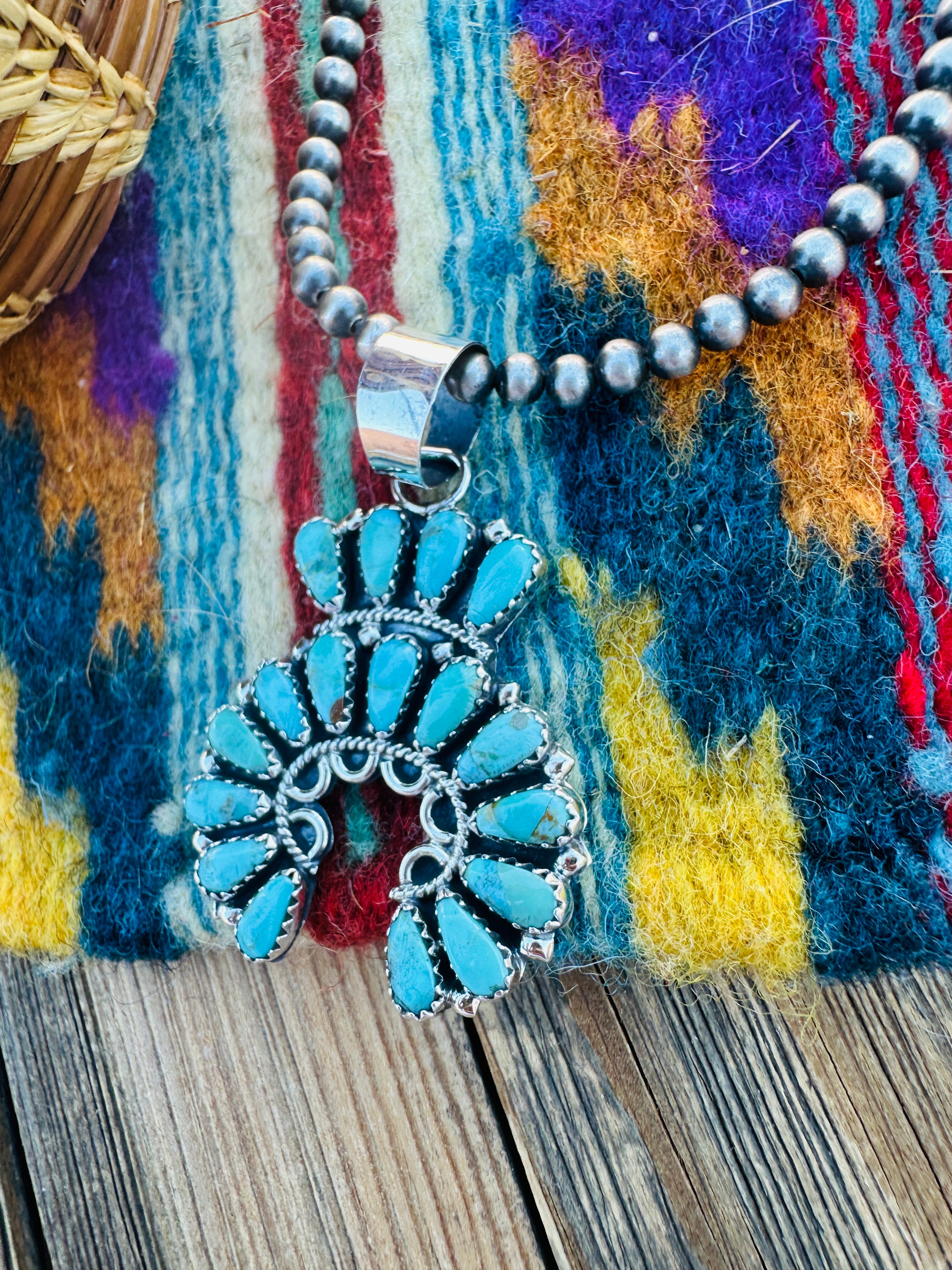 Handcrafted Sterling Silver & Turquoise Naja Pendant