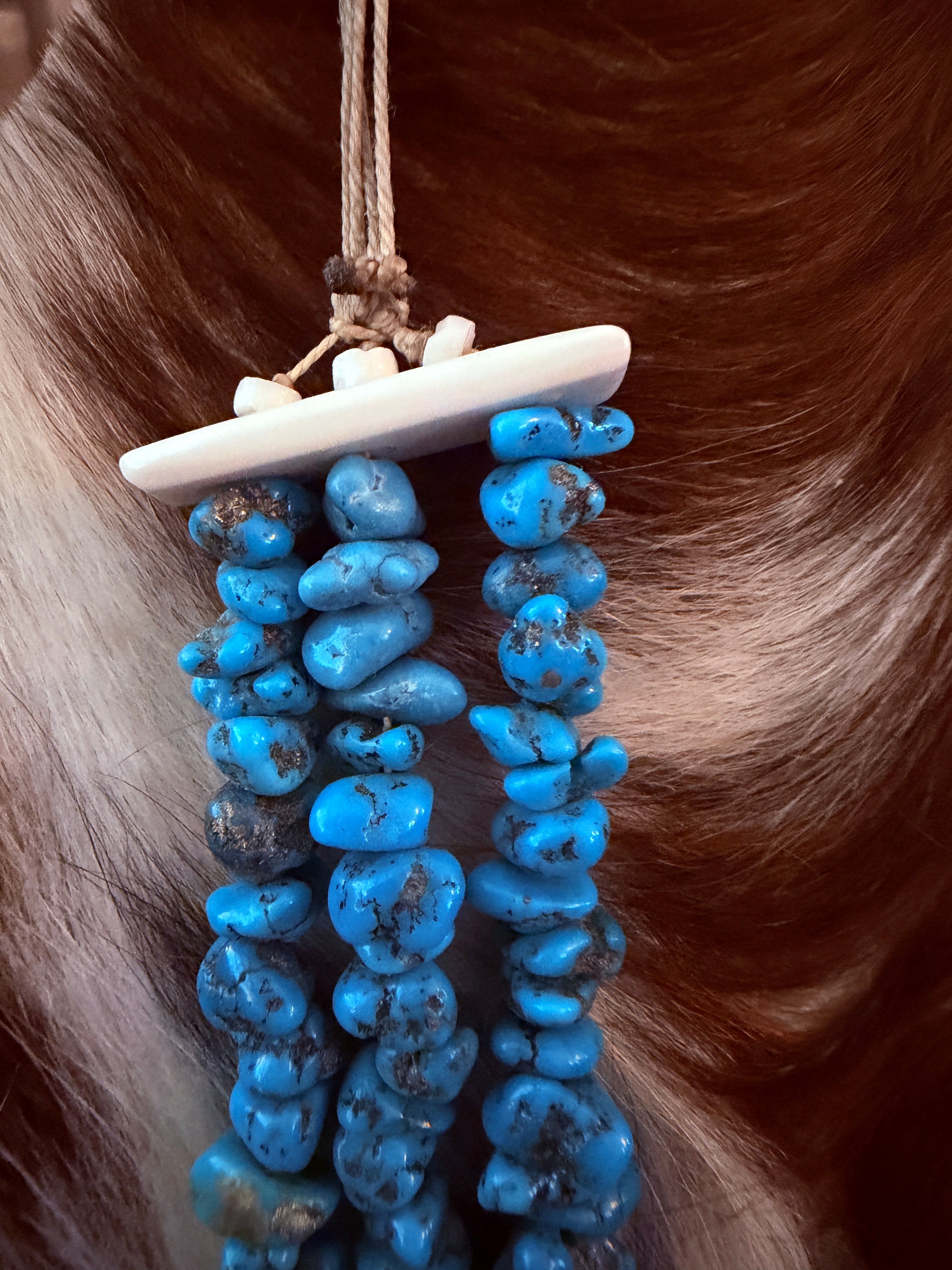 Old Pawn Handcrafted Sleeping Beauty Turquoise Beaded 28” Necklace