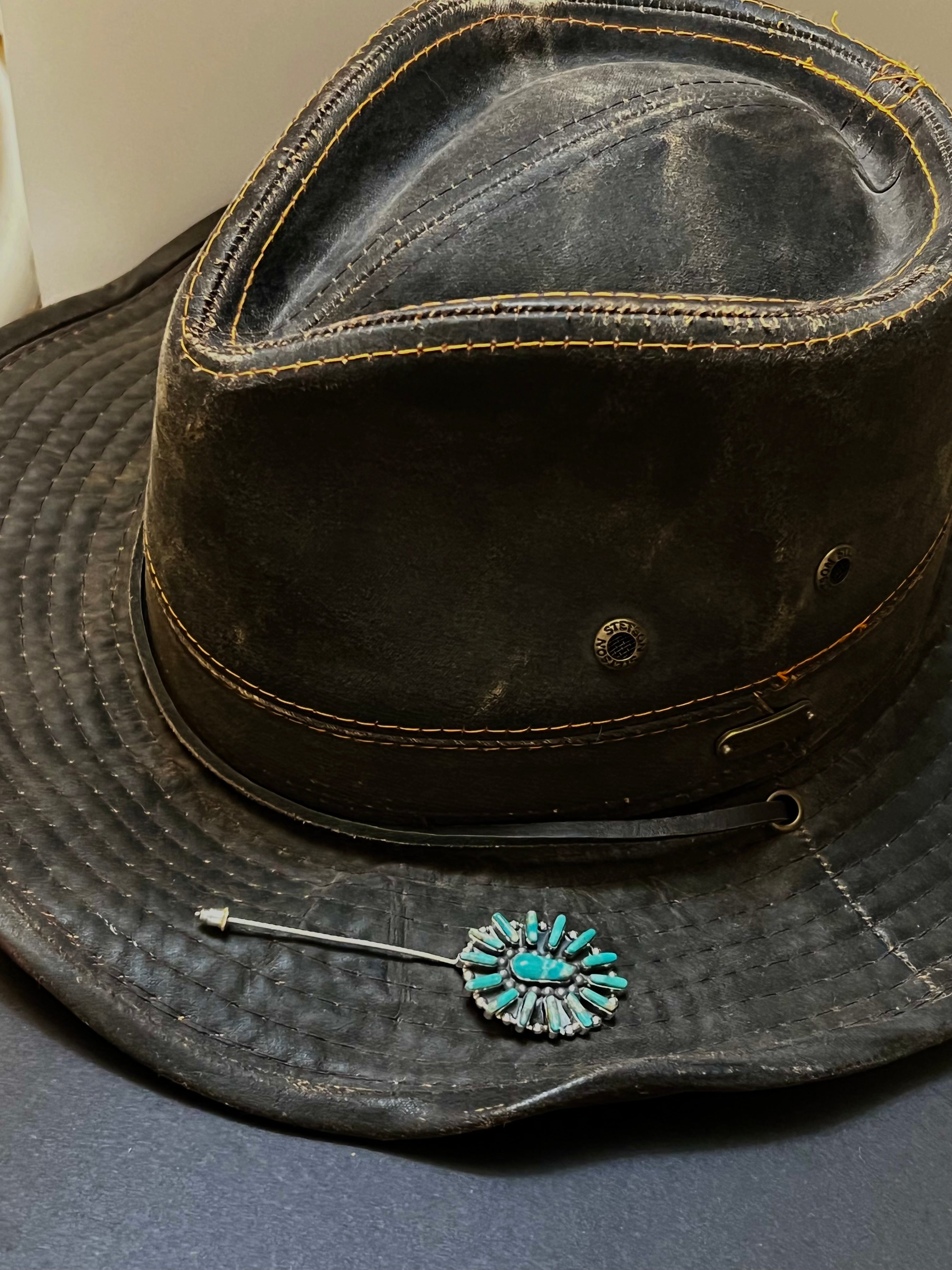 Handmade Sterling Silver Turquoise Cluster Hat Pin