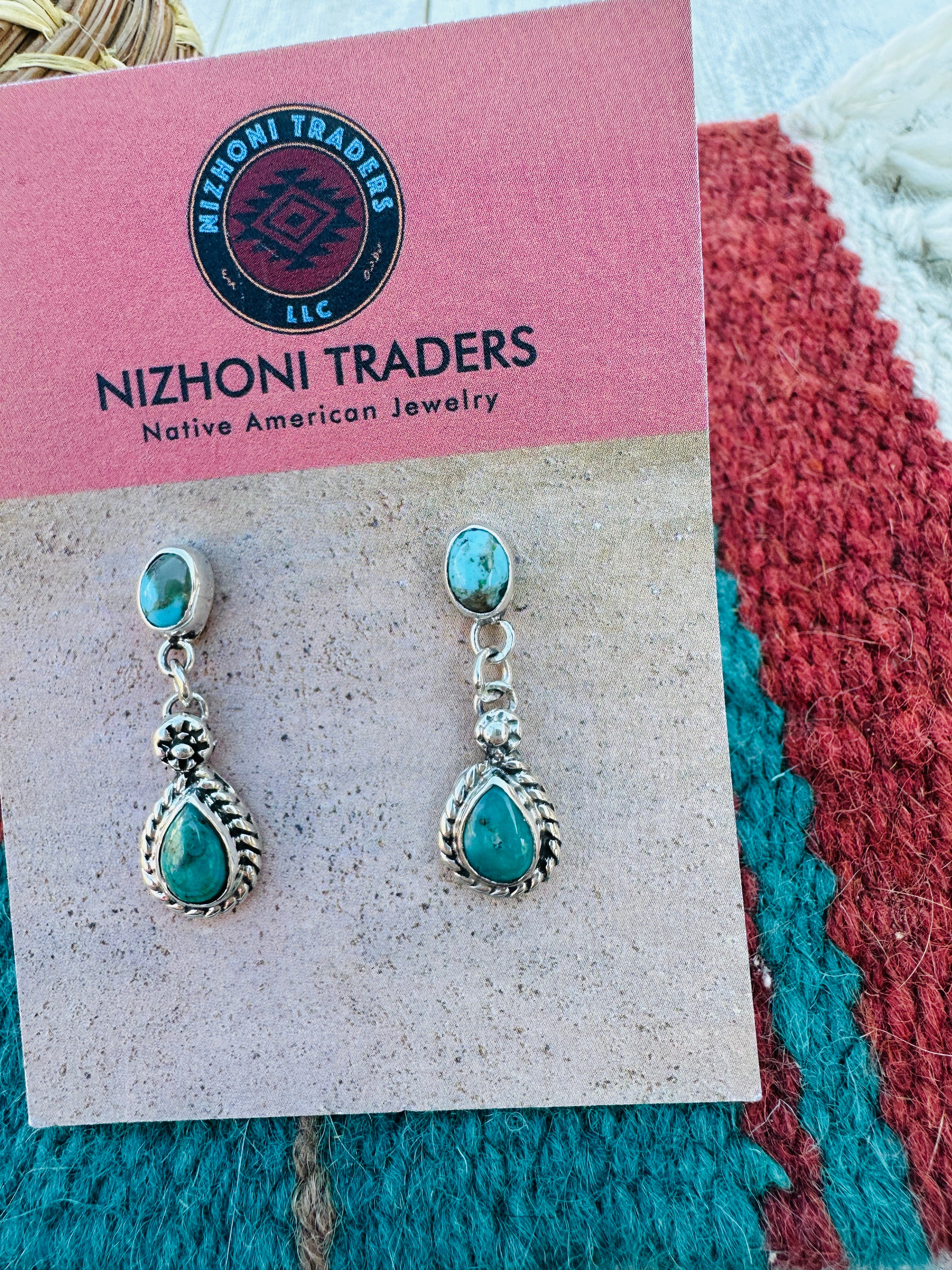 Handcrafted Turquoise & Sterling Silver Dangle Earrings