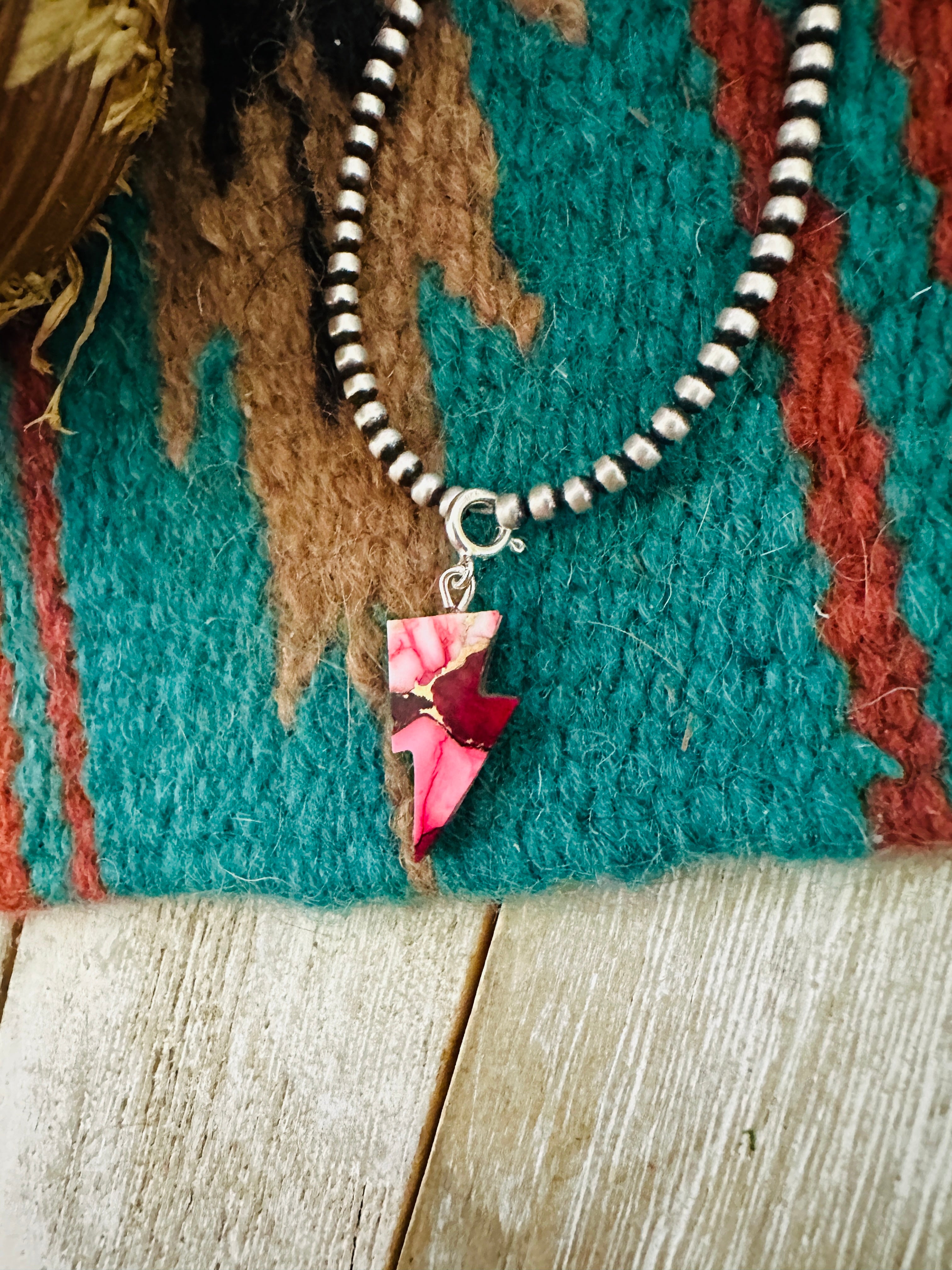 Handcrafted & Hand Carved Rose Dahlia Lightning Bolt Charm