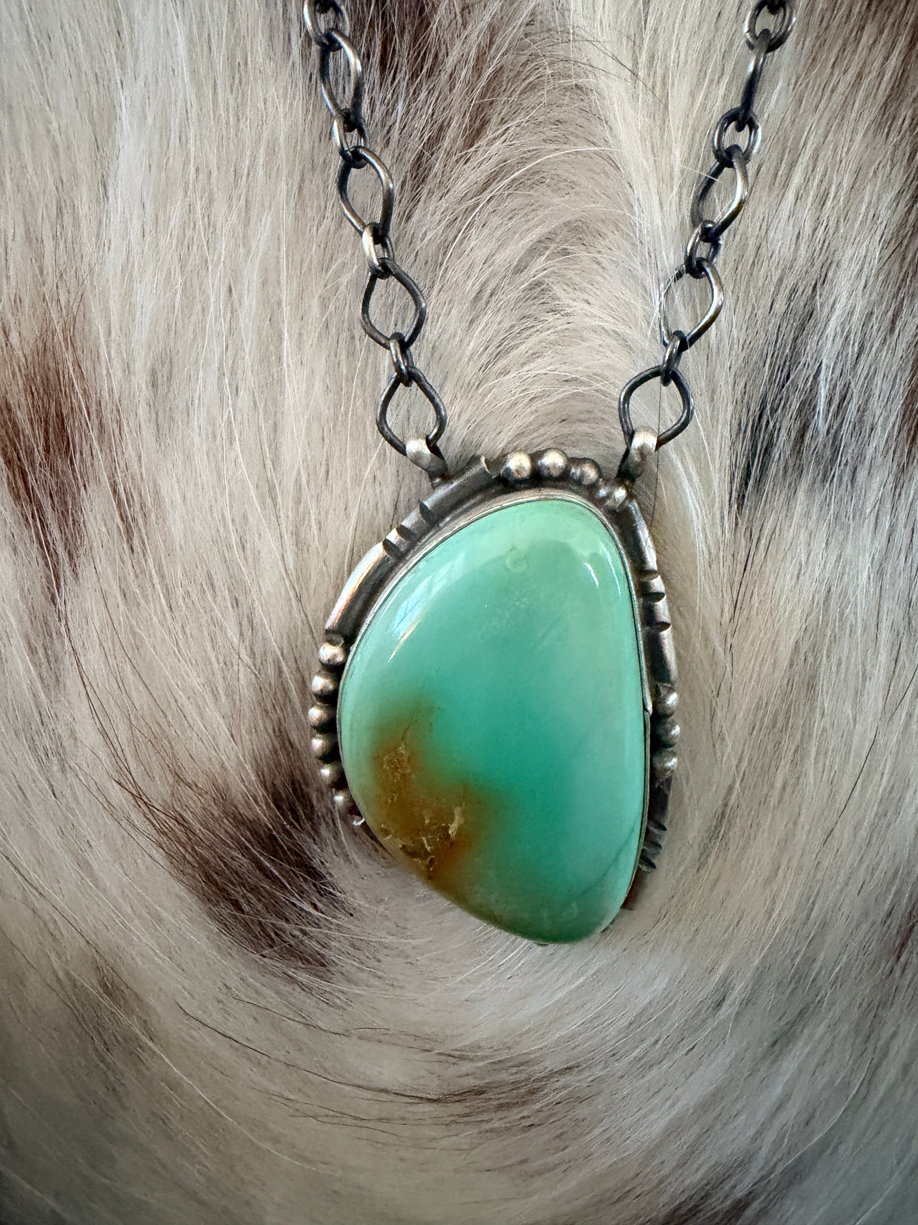 Handcrafted Carico Lake Turquoise & Sterling Silver Necklace by Sheila Becenti