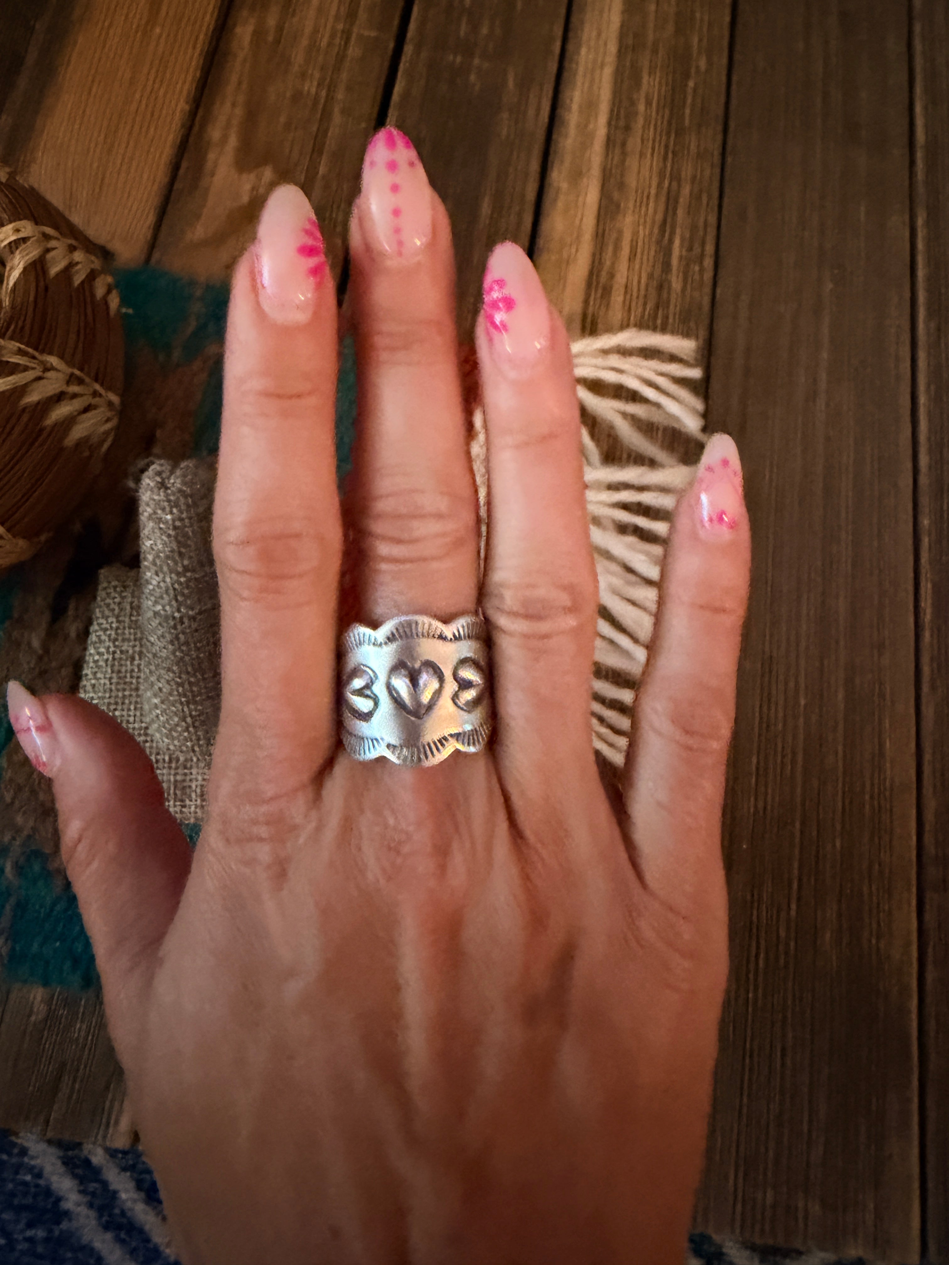 Handcrafted Sterling Silver Heart Band Ring by Benson Shorty