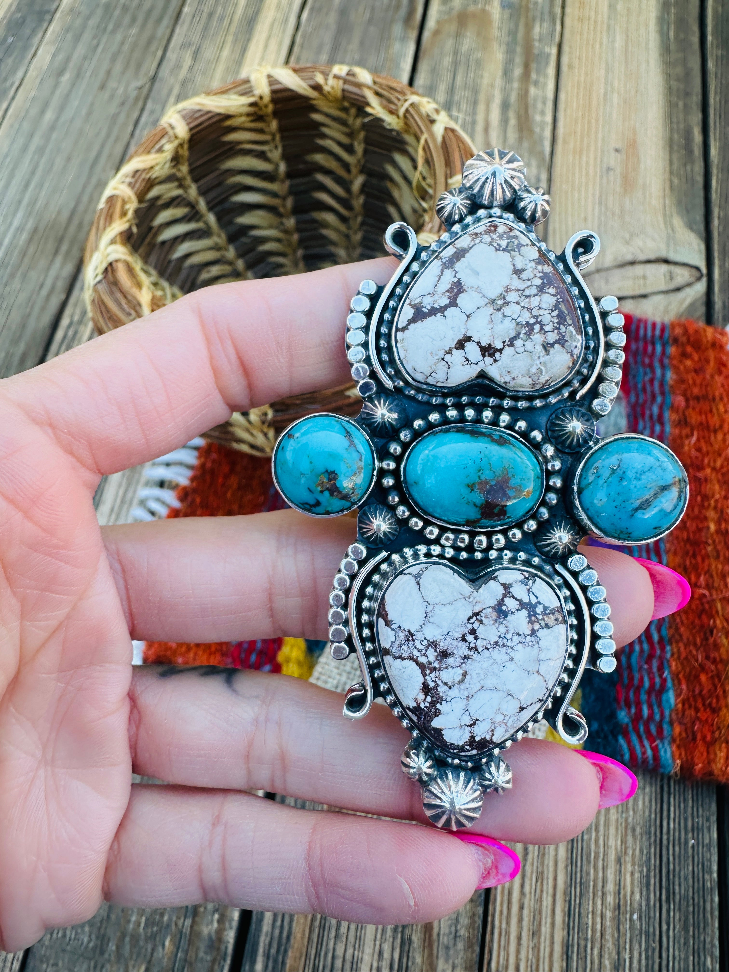 Handcrafted Wild Horse, Turquoise & Sterling Silver Ring 10 by Rosella Paxson