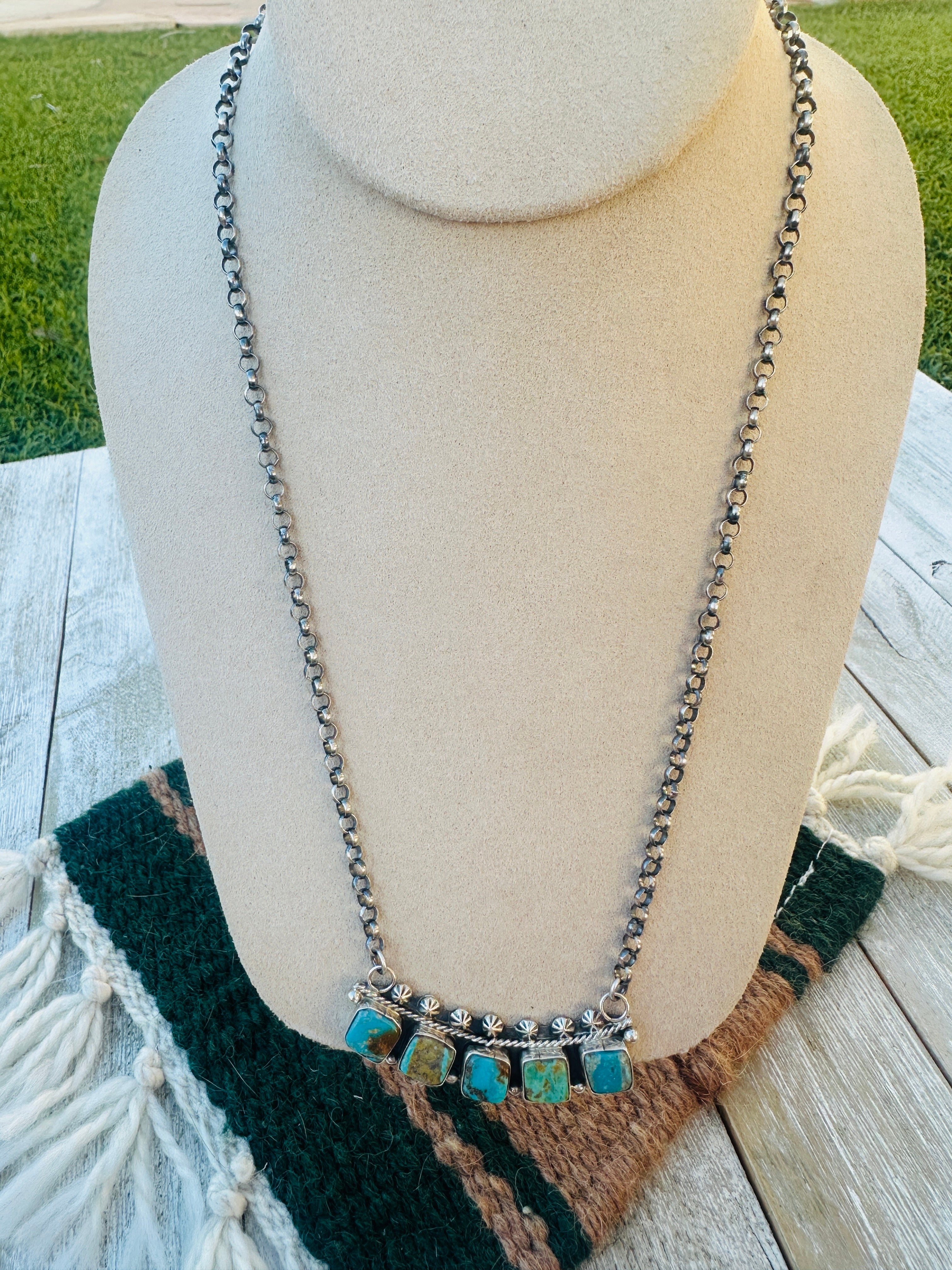 Handcrafted Turquoise & Sterling Silver Necklace by Jacqueline Silver