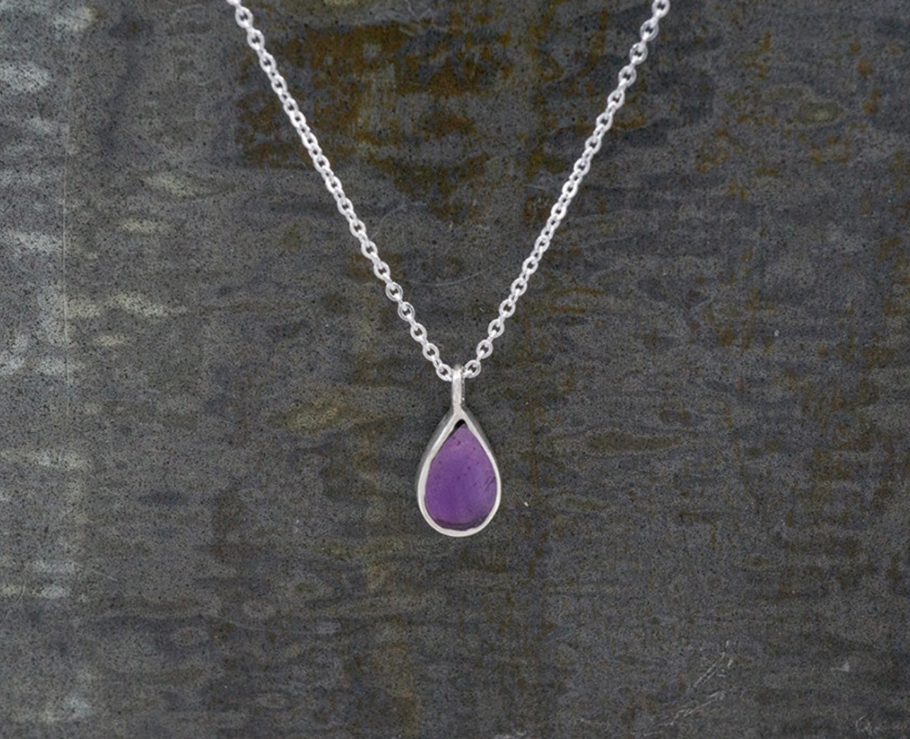 Petite Amethyst Teardrop Necklace
