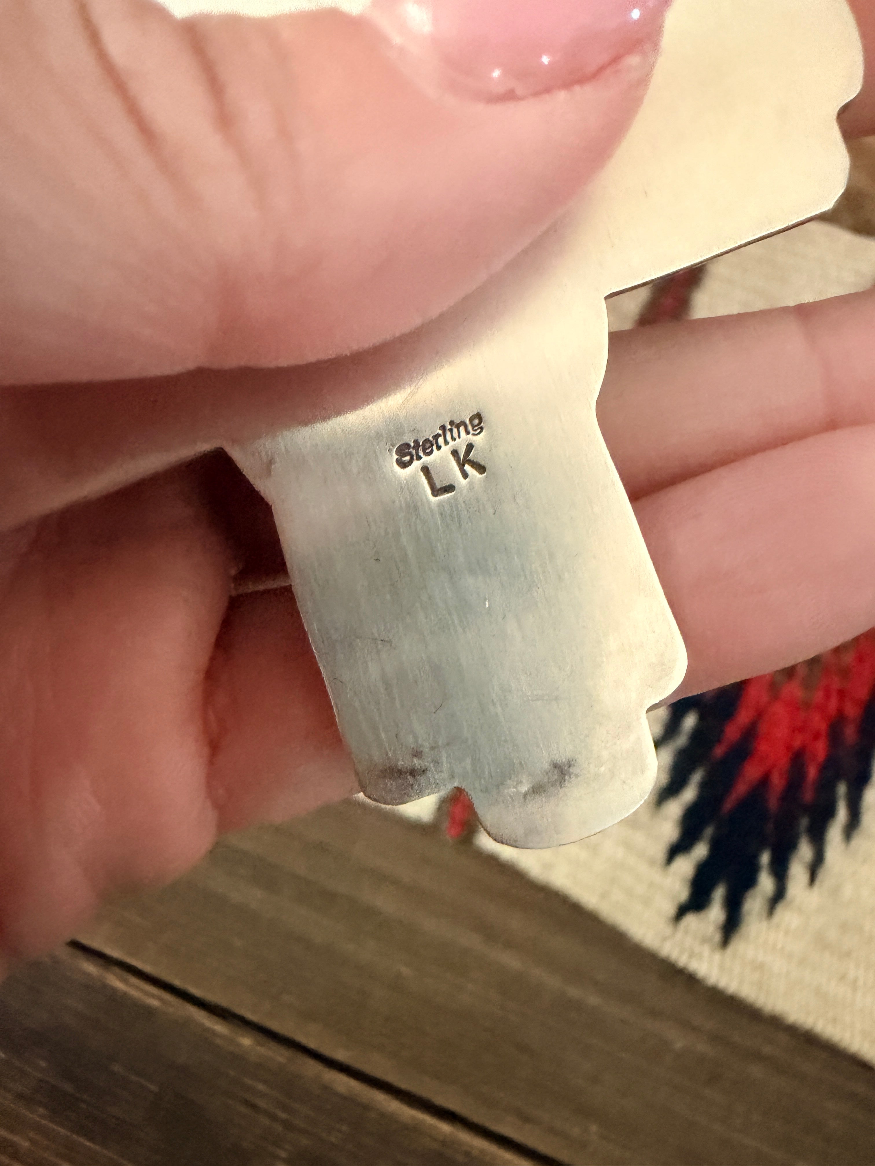 Handcrafted Turquoise & Sterling Silver Cross Pendant by Larry Kaye