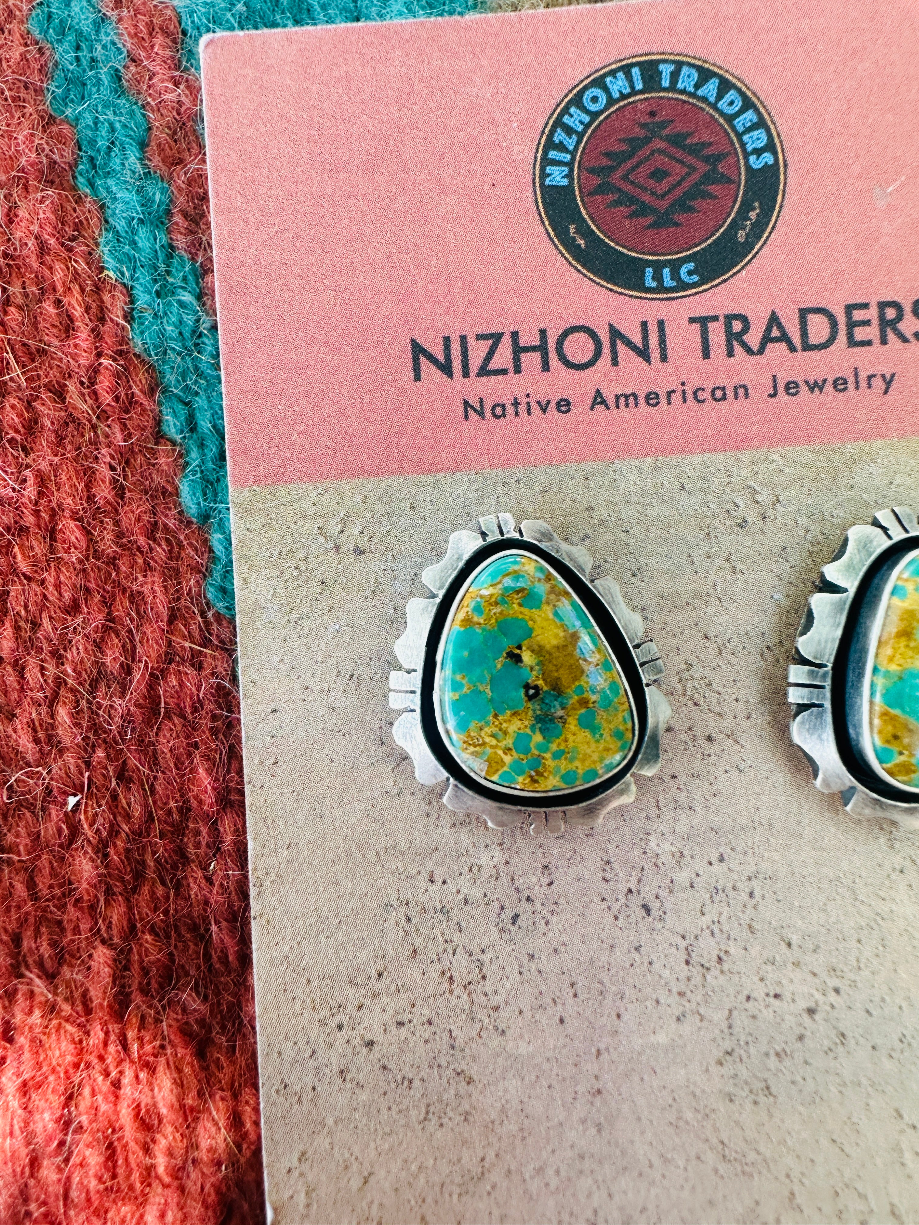 Handcrafted Sterling Silver & Royston Turquoise Post Earrings