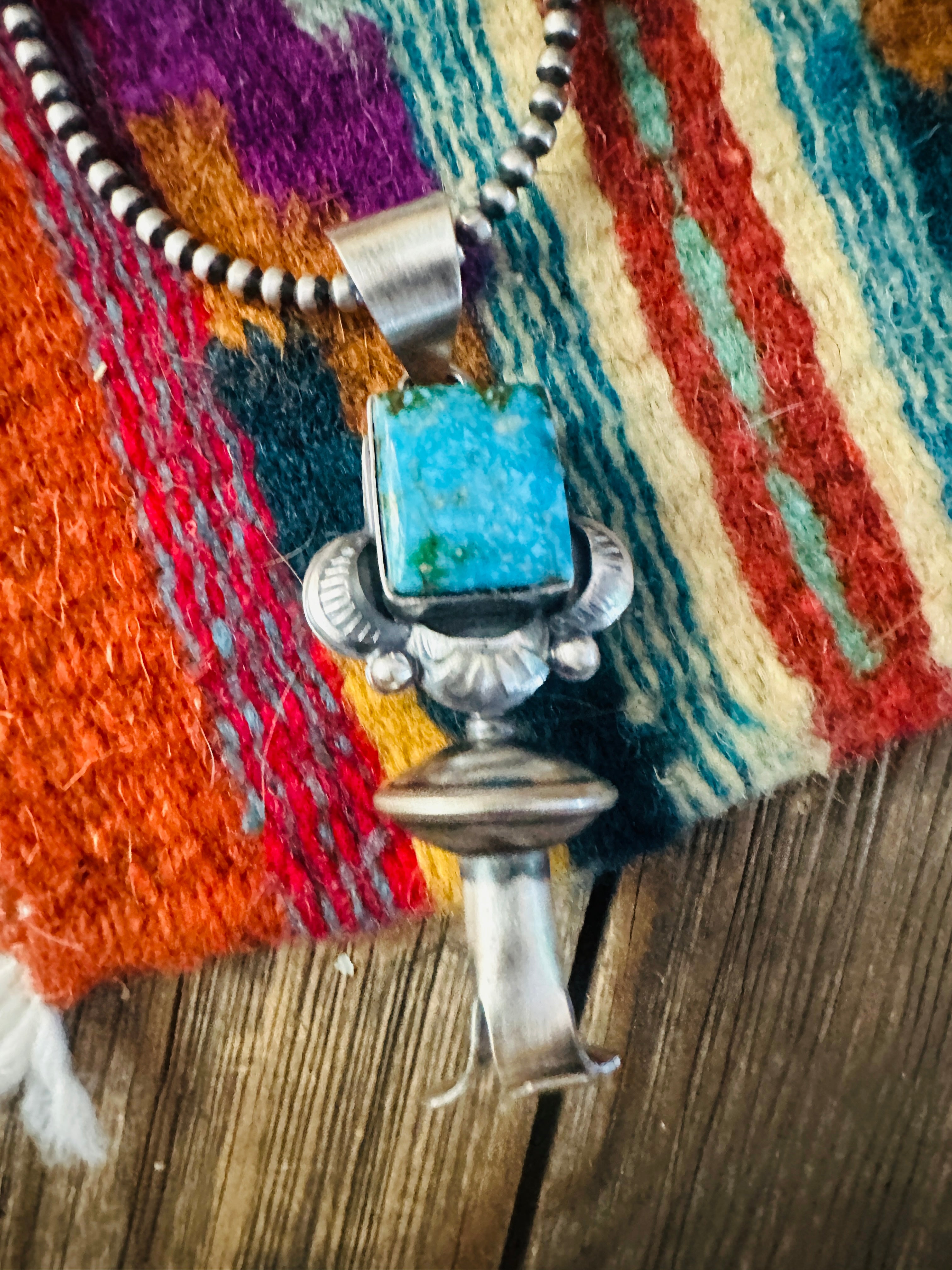 Handcrafted Sterling Silver & Turquoise Blossom Pendant