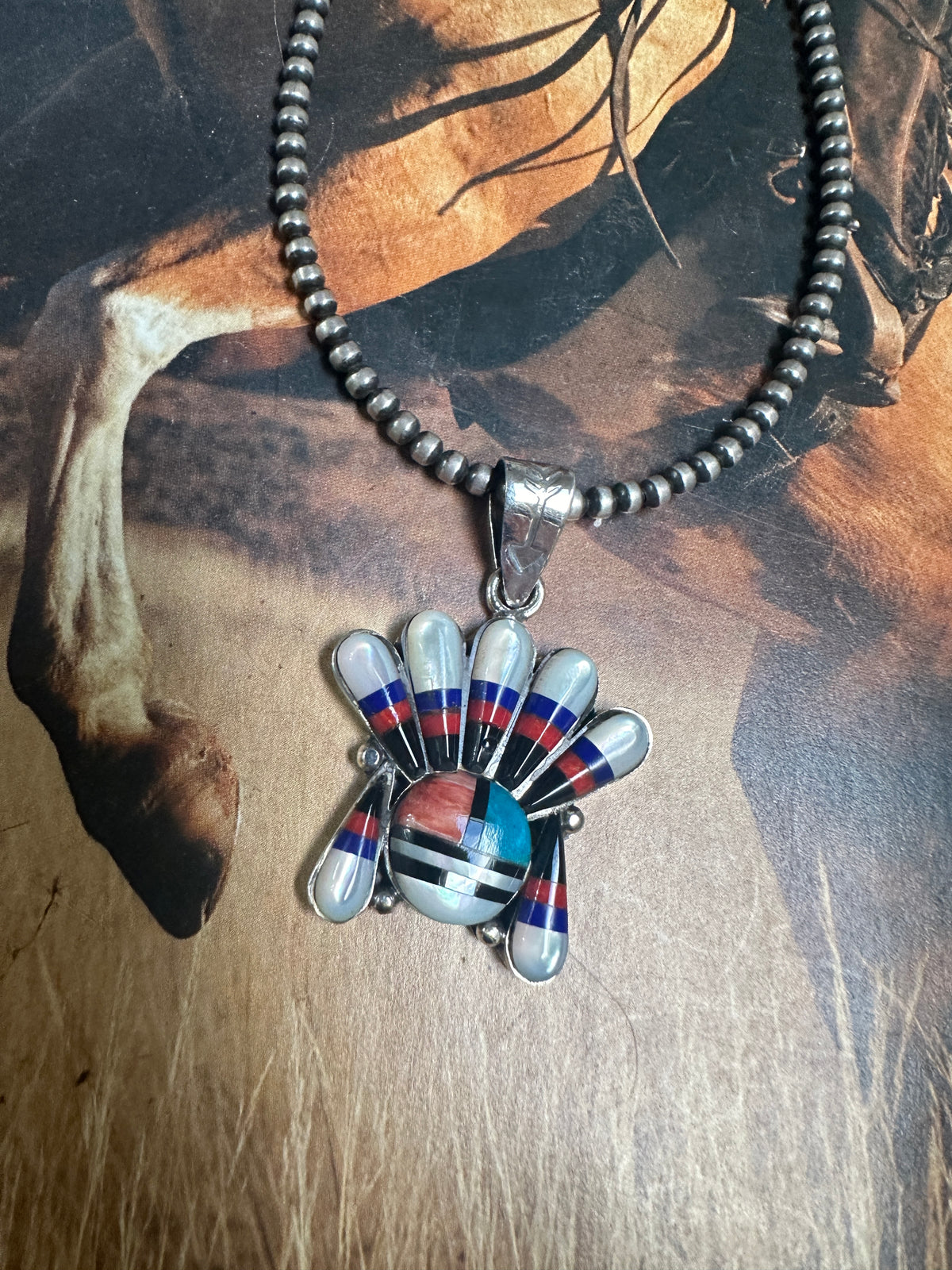 Gorgeous Handmade Sterling Silver Multi Stone Sunface Pendant