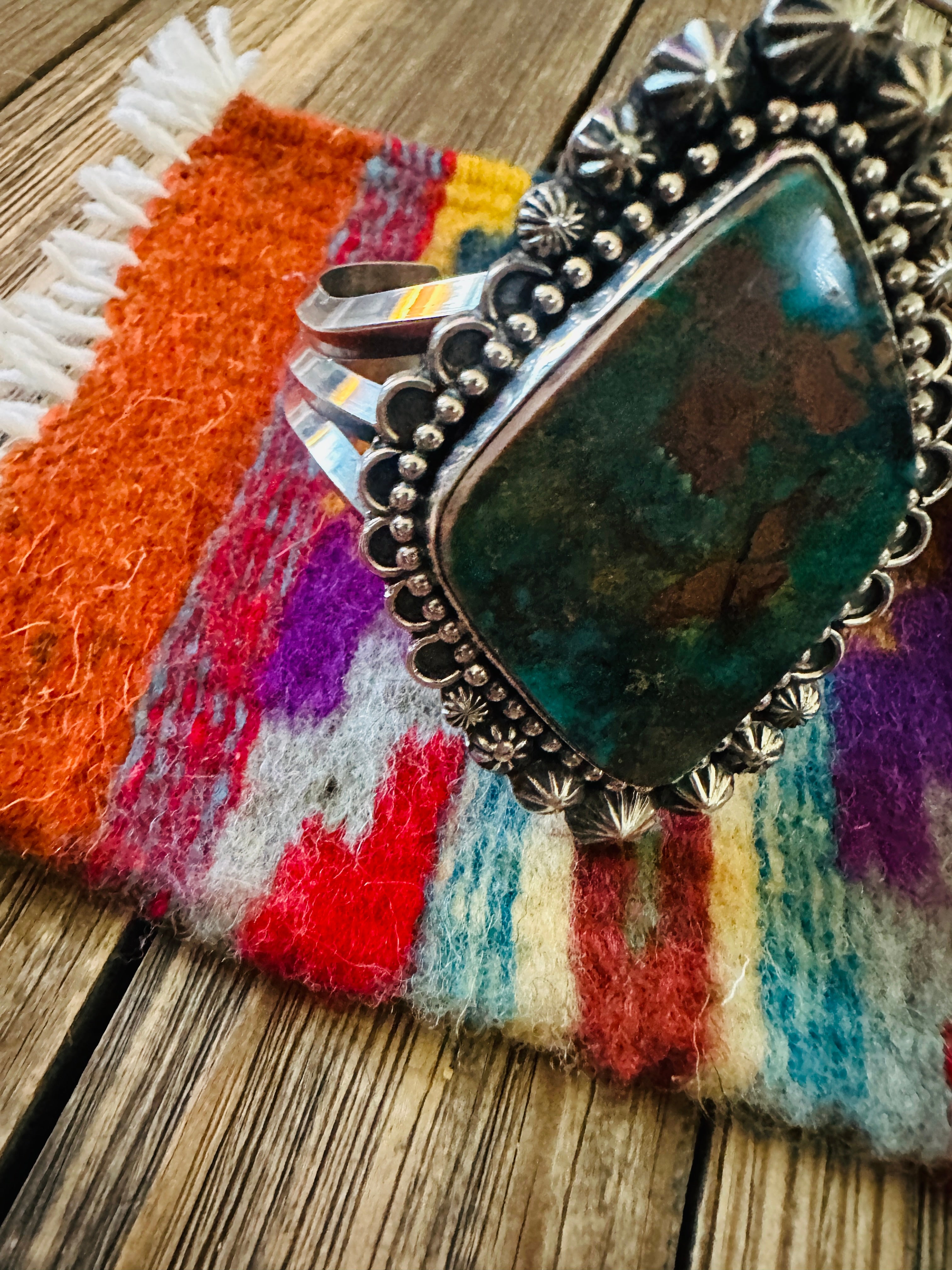 Handcrafted Pilot Mountain Turquoise & Sterling Silver Cuff Bracelet by Rosella Paxson