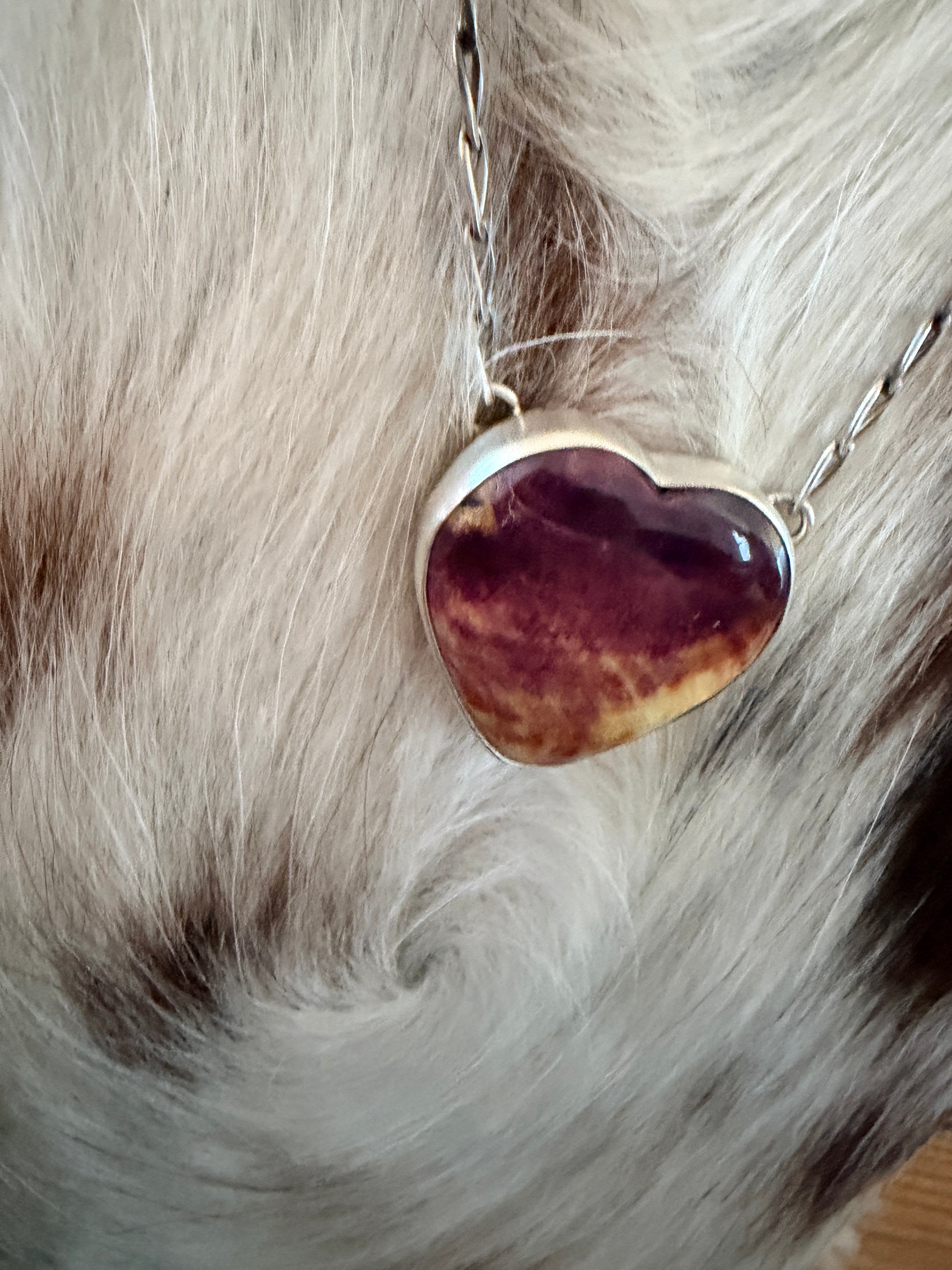 Handcrafted Spiny Oyster & Sterling Silver Heart Necklace