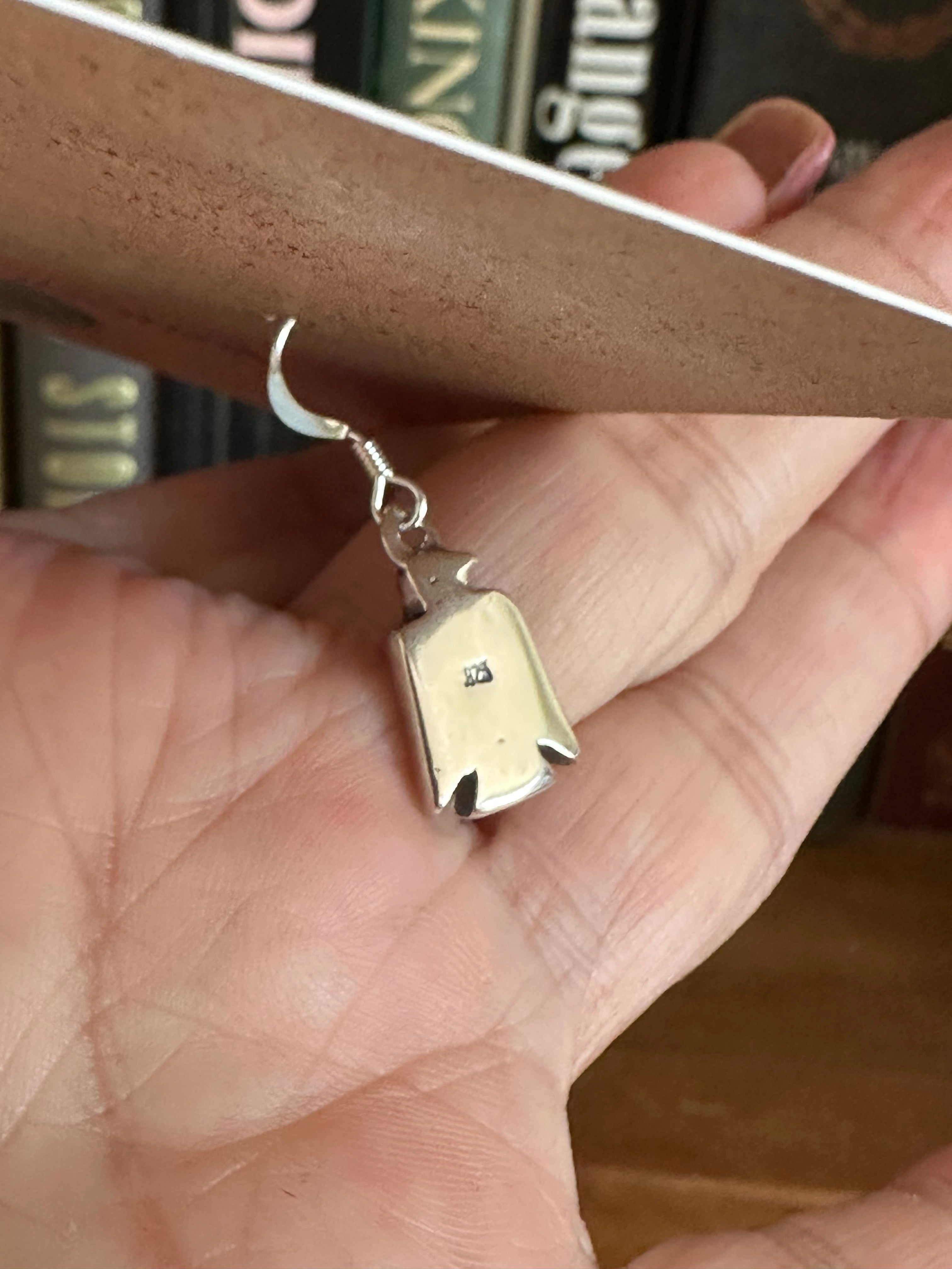 Hand Stamped Sterling Silver Thunderbird Dangle Earrings