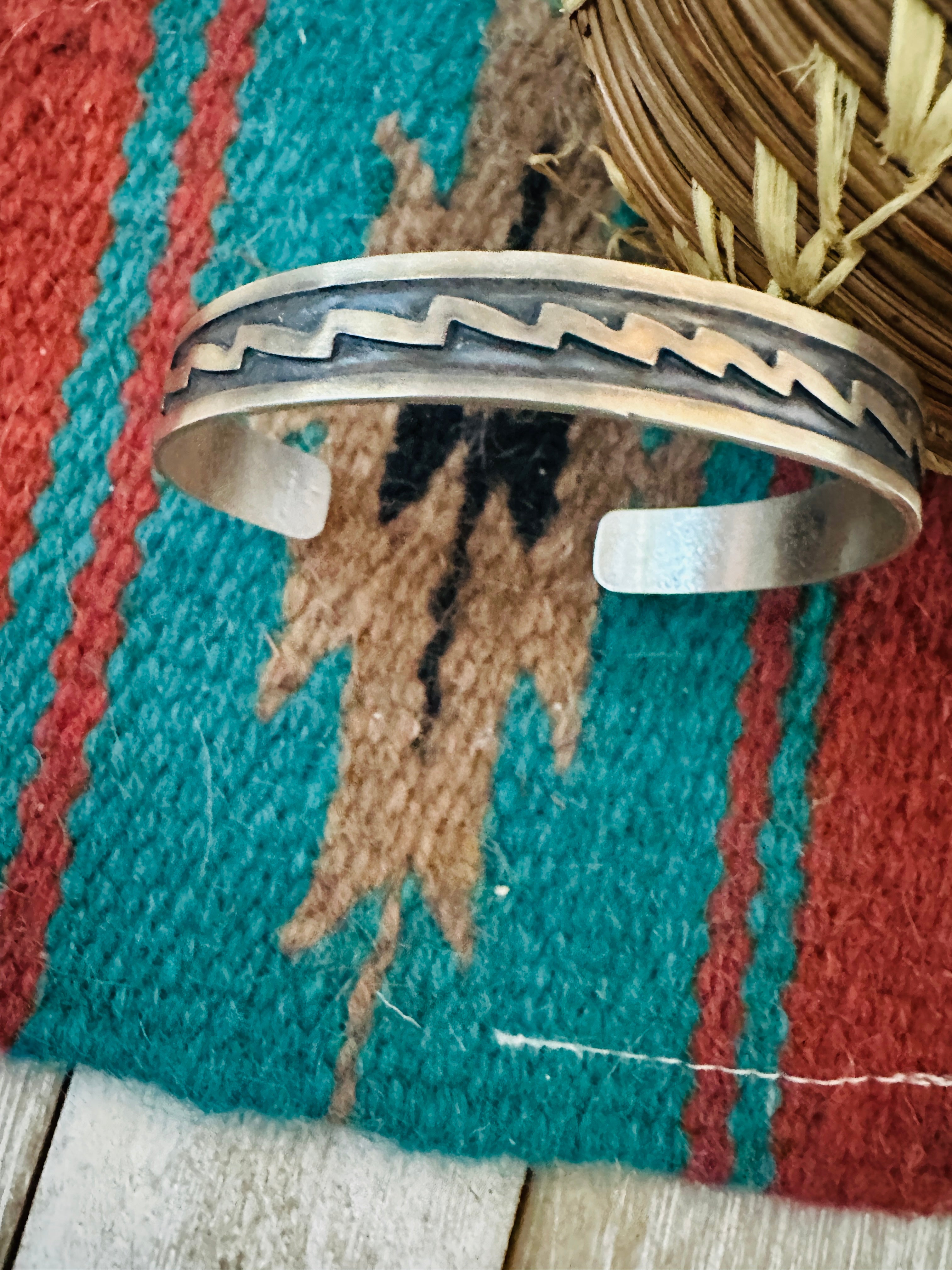 Handcrafted Hand Stamped Sterling Silver Cuff Bracelet