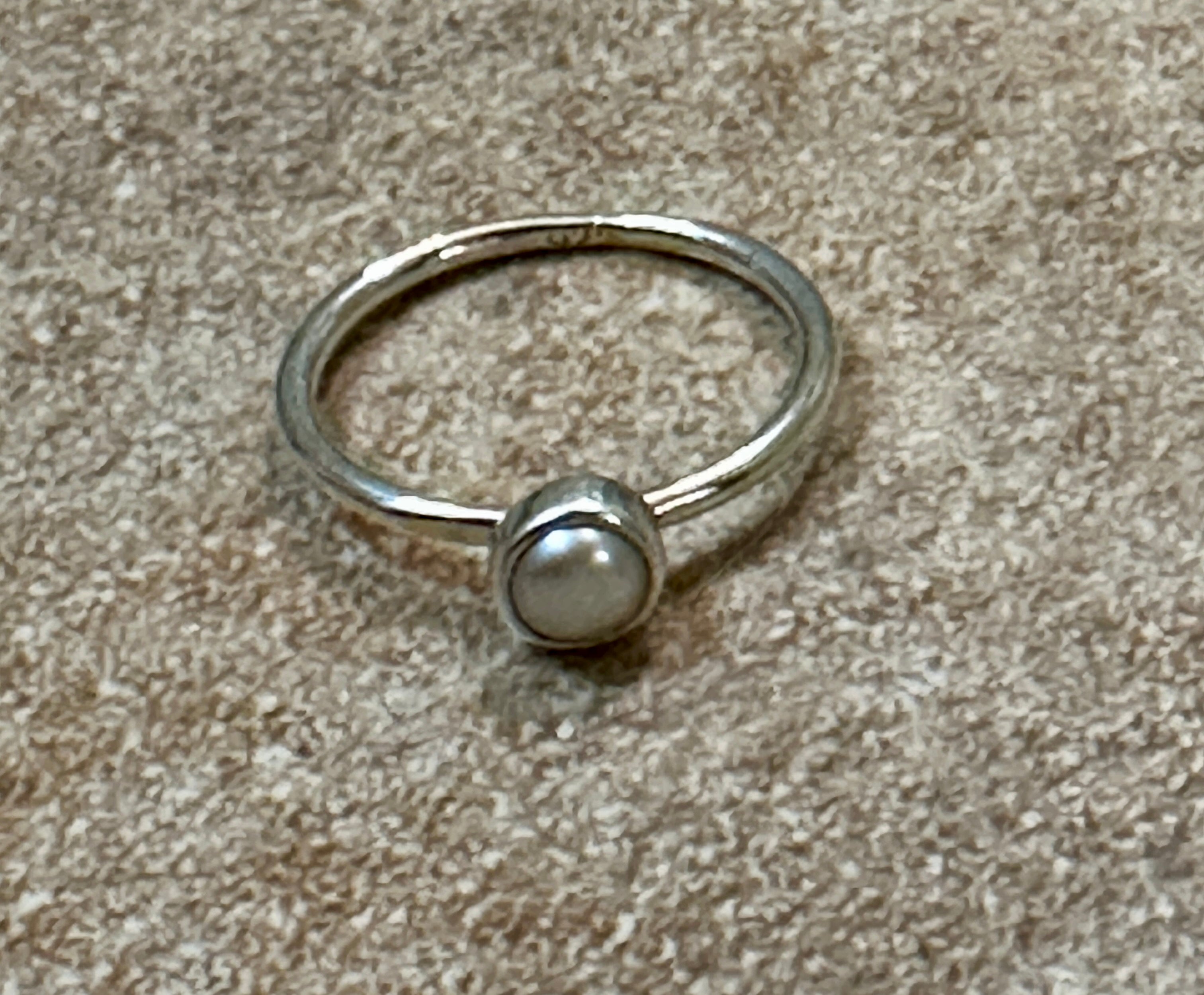 Petite White Pearl Sterling Silver Ring