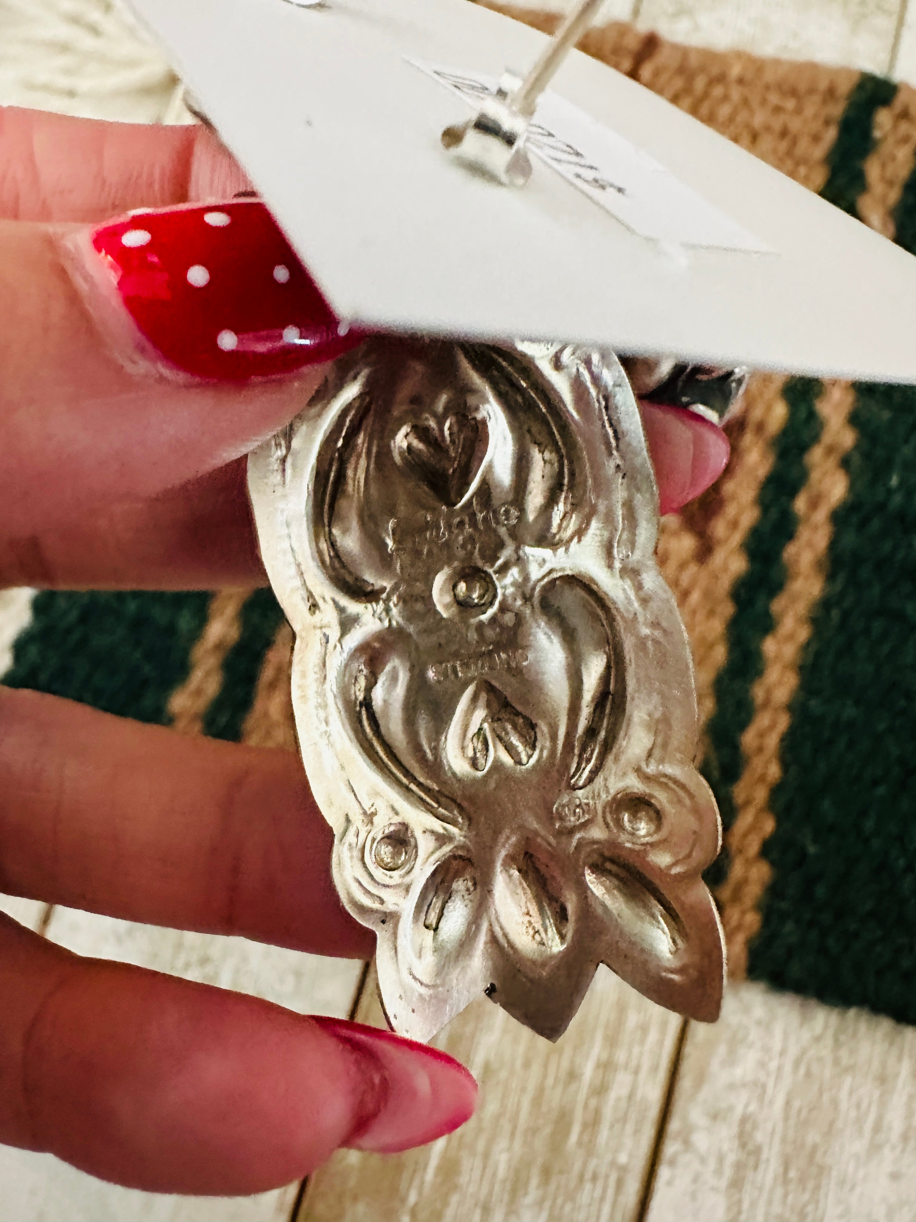 Handcrafted Sterling Silver Concho Dangle Earrings by Leander Tahe