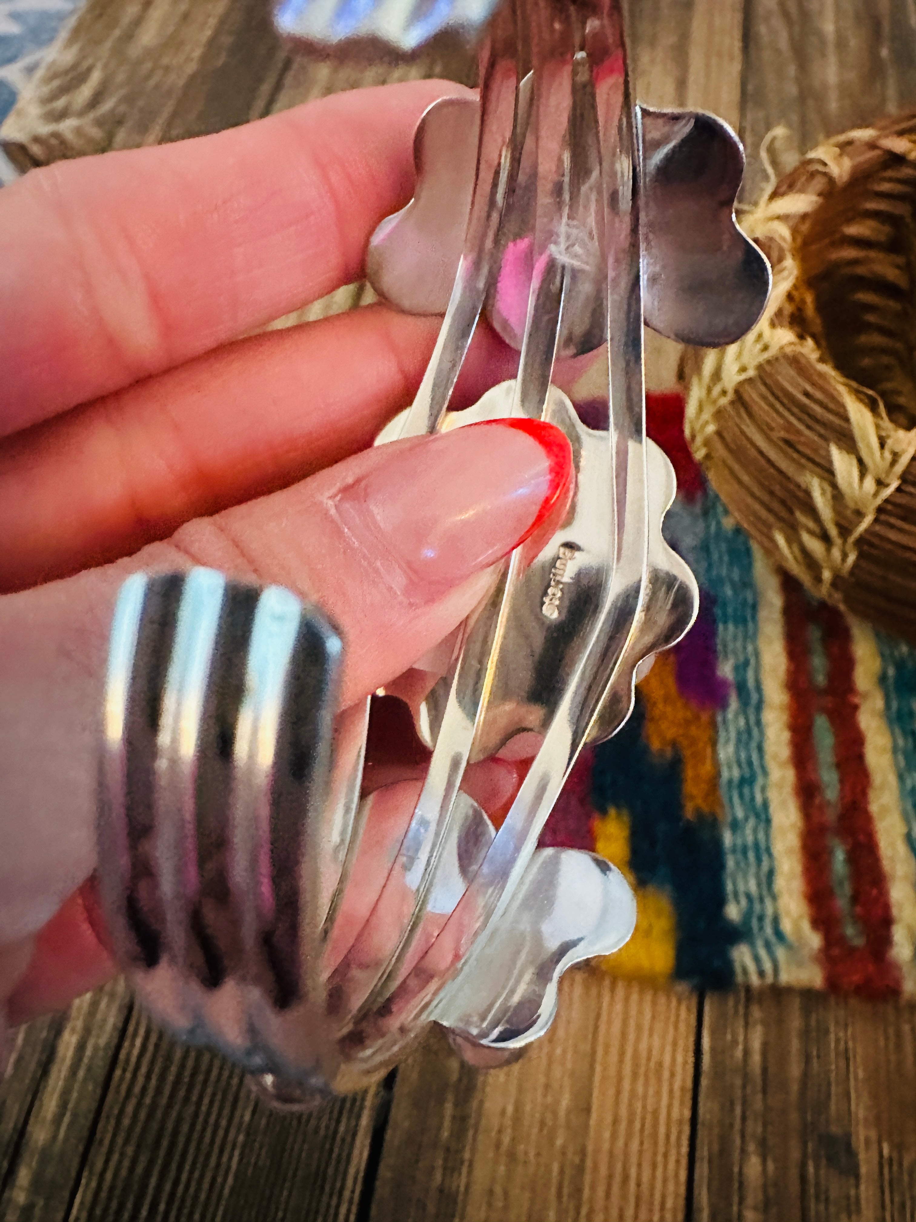 Handcrafted Sterling Silver and Lapis Cuff Bracelet
