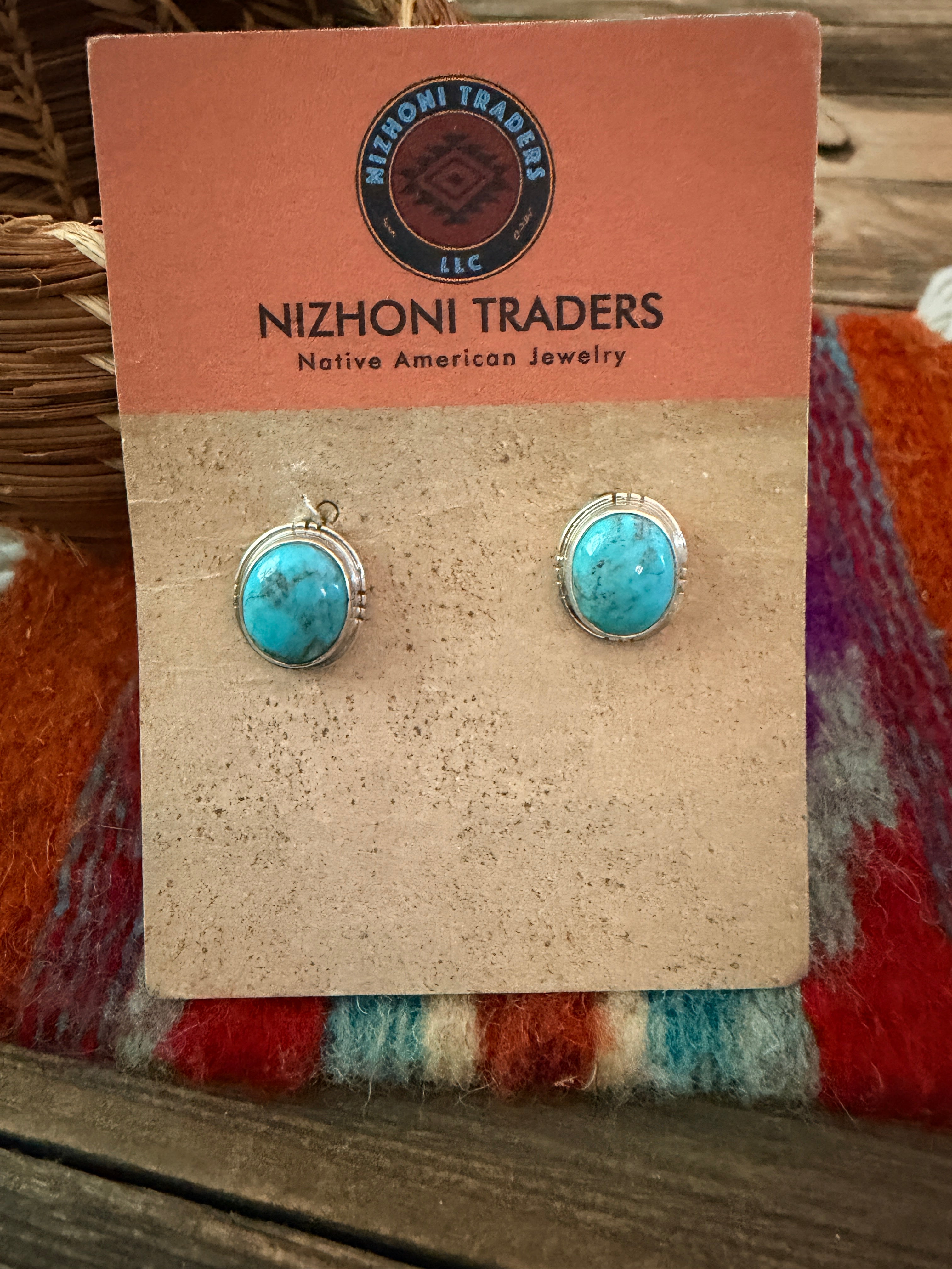 Handcrafted Turquoise & Sterling Silver Stud Earrings