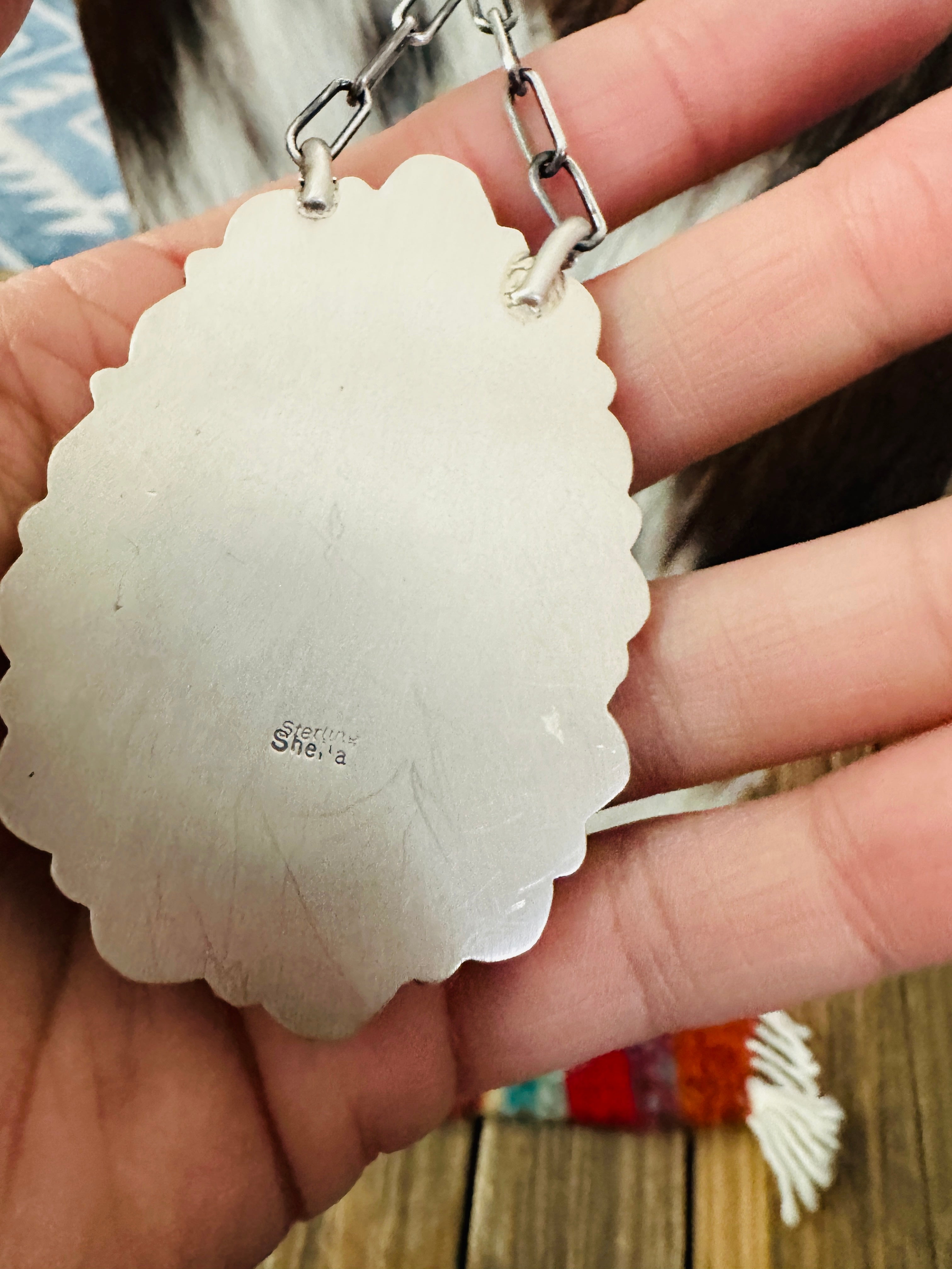 Handcrafted Multicolor Spiny Oyster & Sterling Silver Cluster Necklace by Sheila Becenti