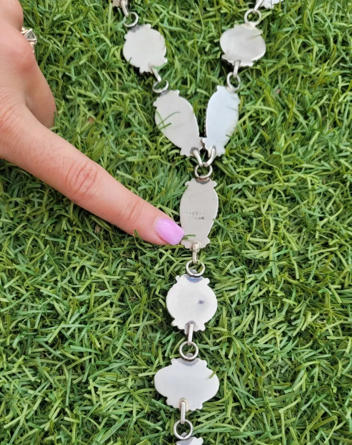 Navajo Sterling Silver & Multi Turquoise Lariat Necklace Set by Kee Johnson