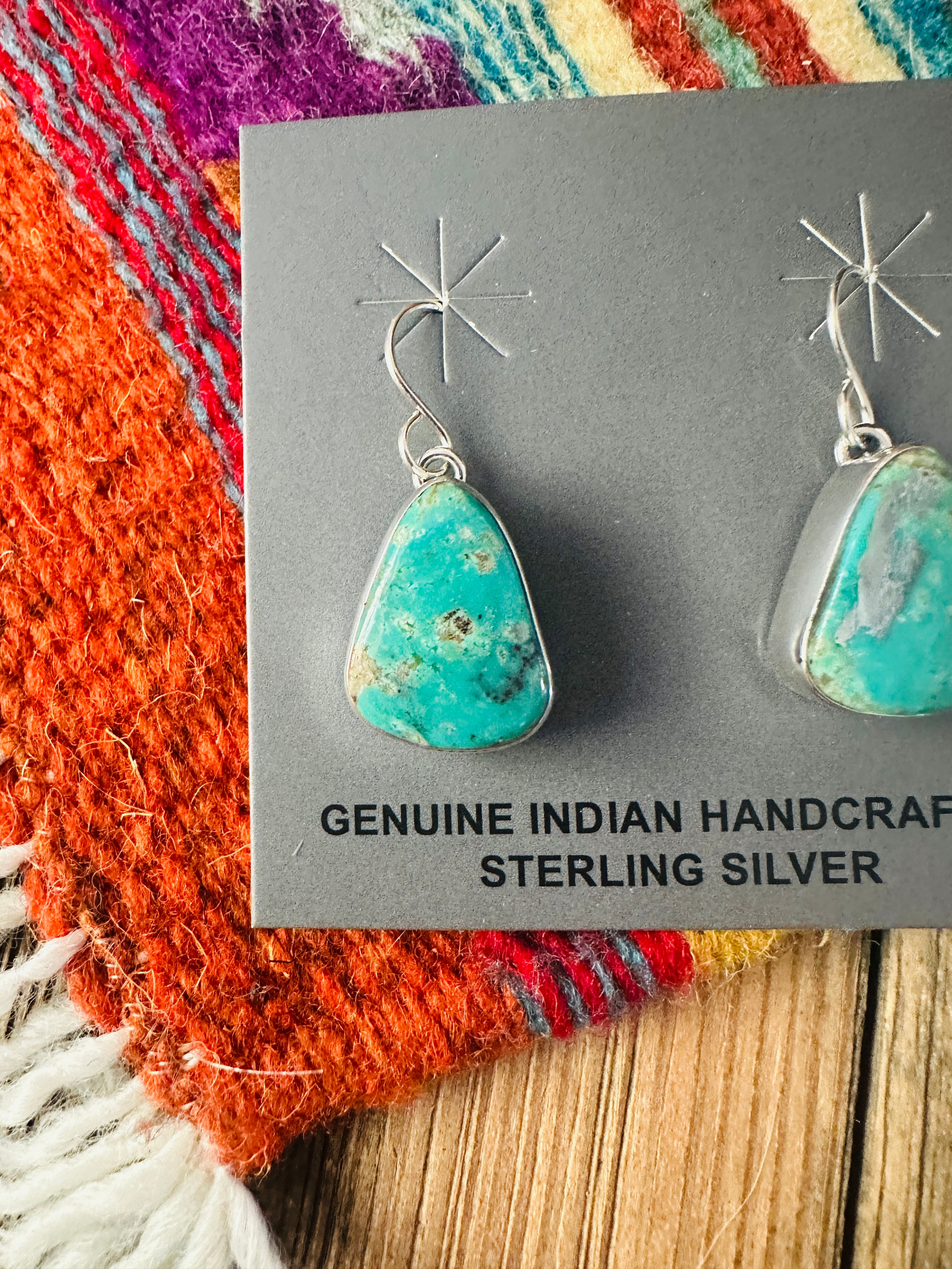 Handcrafted Turquoise & Sterling Silver Dangle Earrings