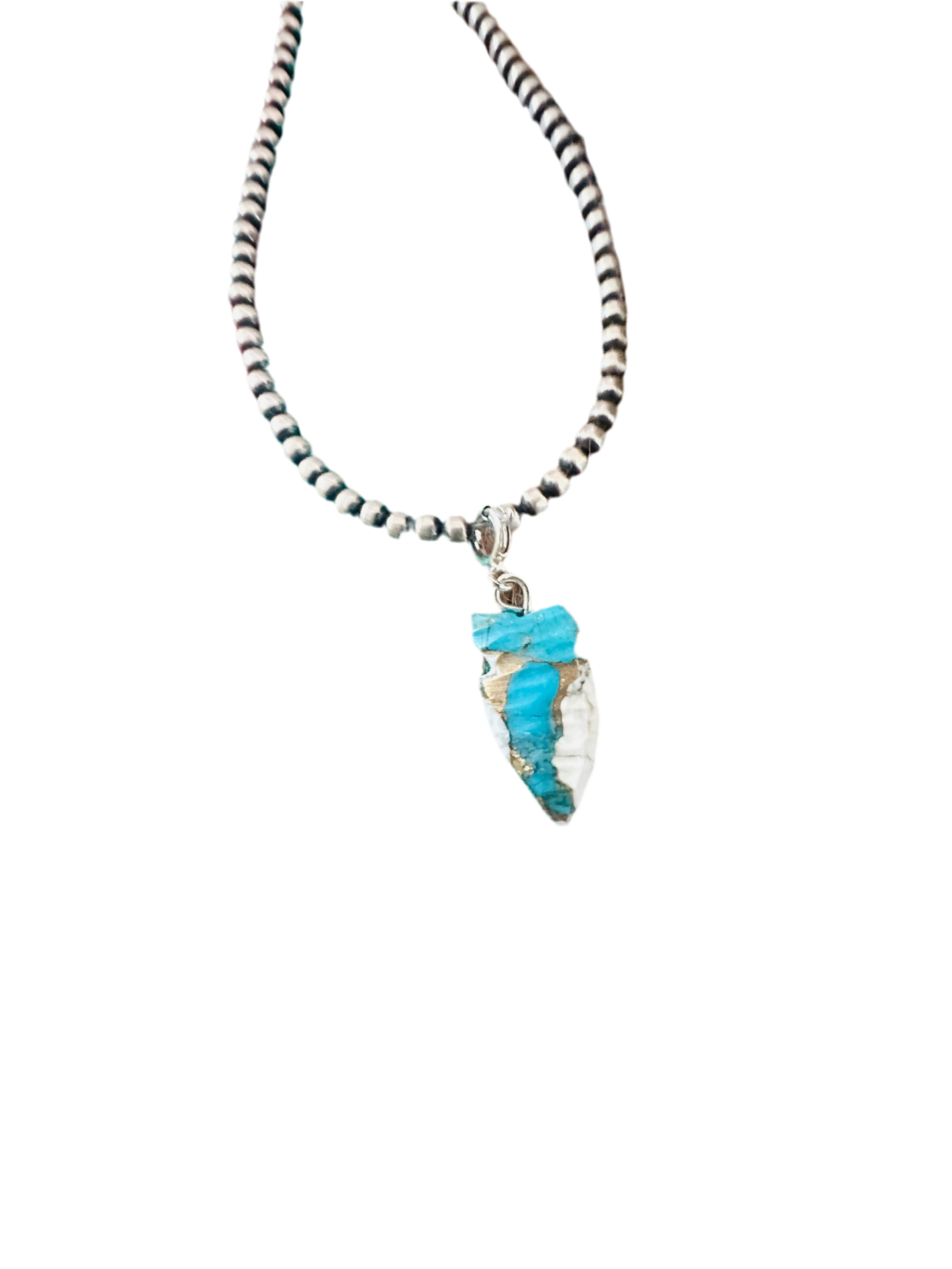 Handcrafted & Hand Carved Blue Mojave Arrowhead Charm