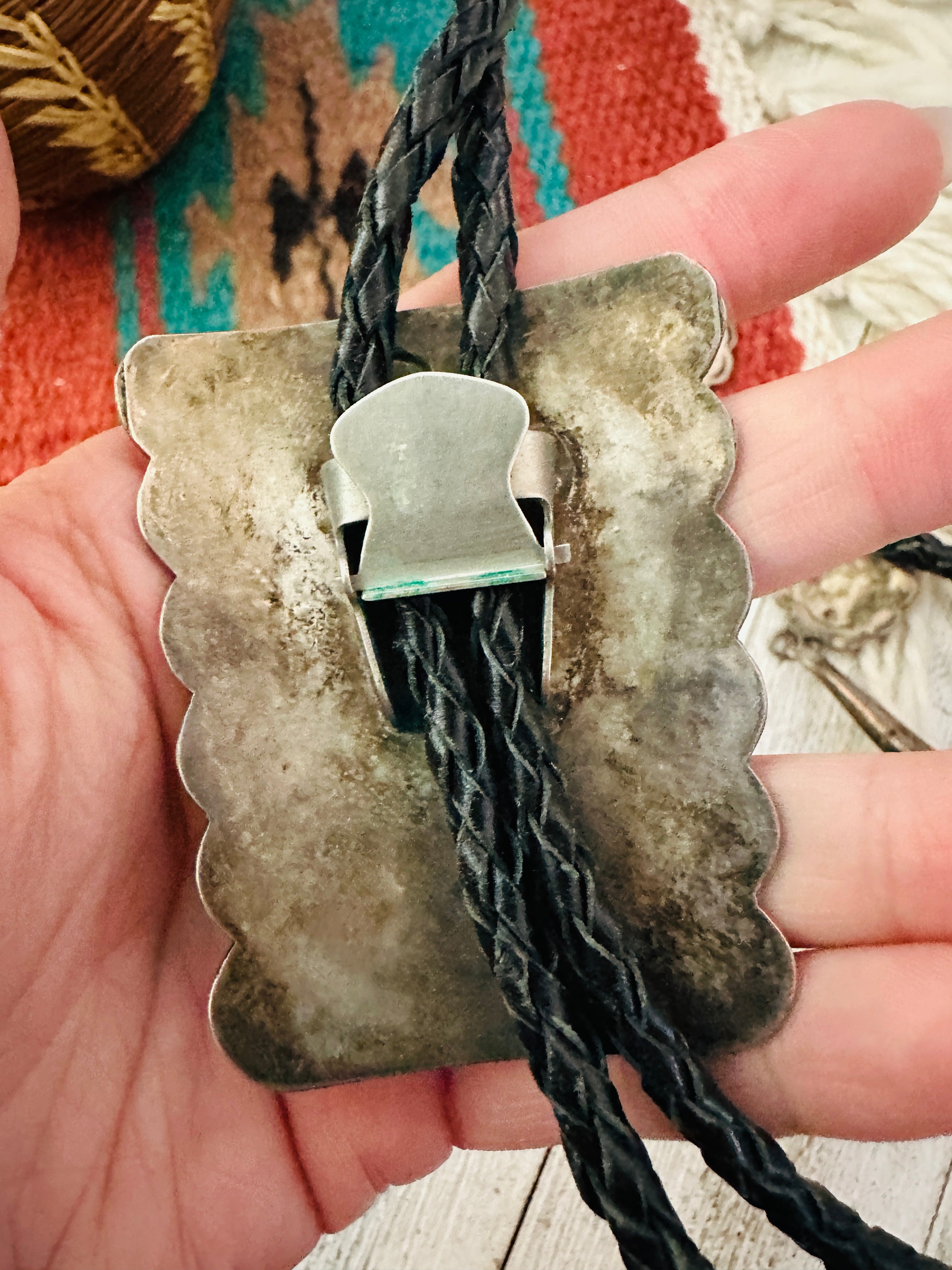 Handcrafted Vintage Old Pawn Sterling Silver & Multi Stone Inlay Cardinal Bolo Tie