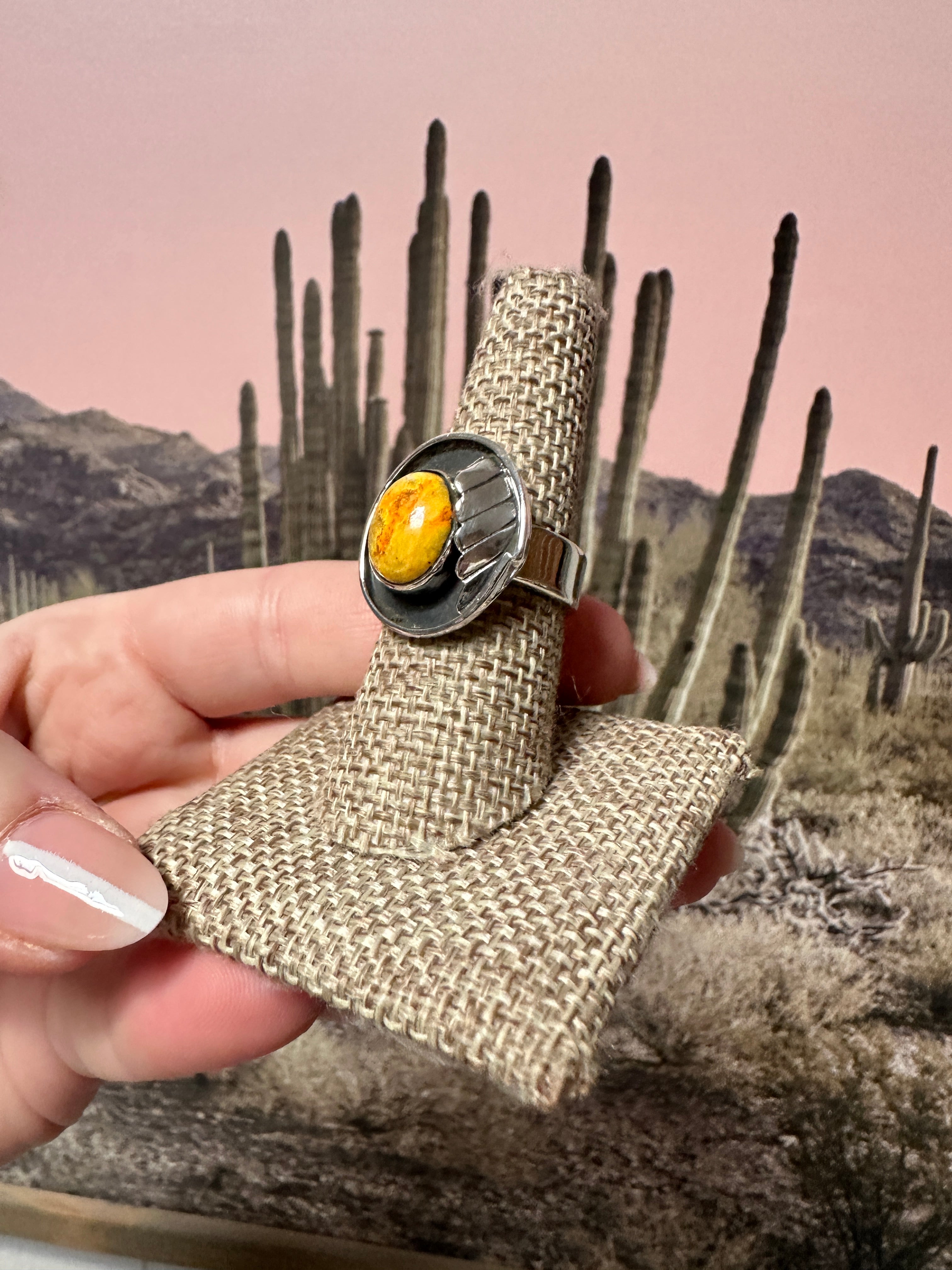 Handmade Sterling Silver & Bumble Bee Adjustable Ring