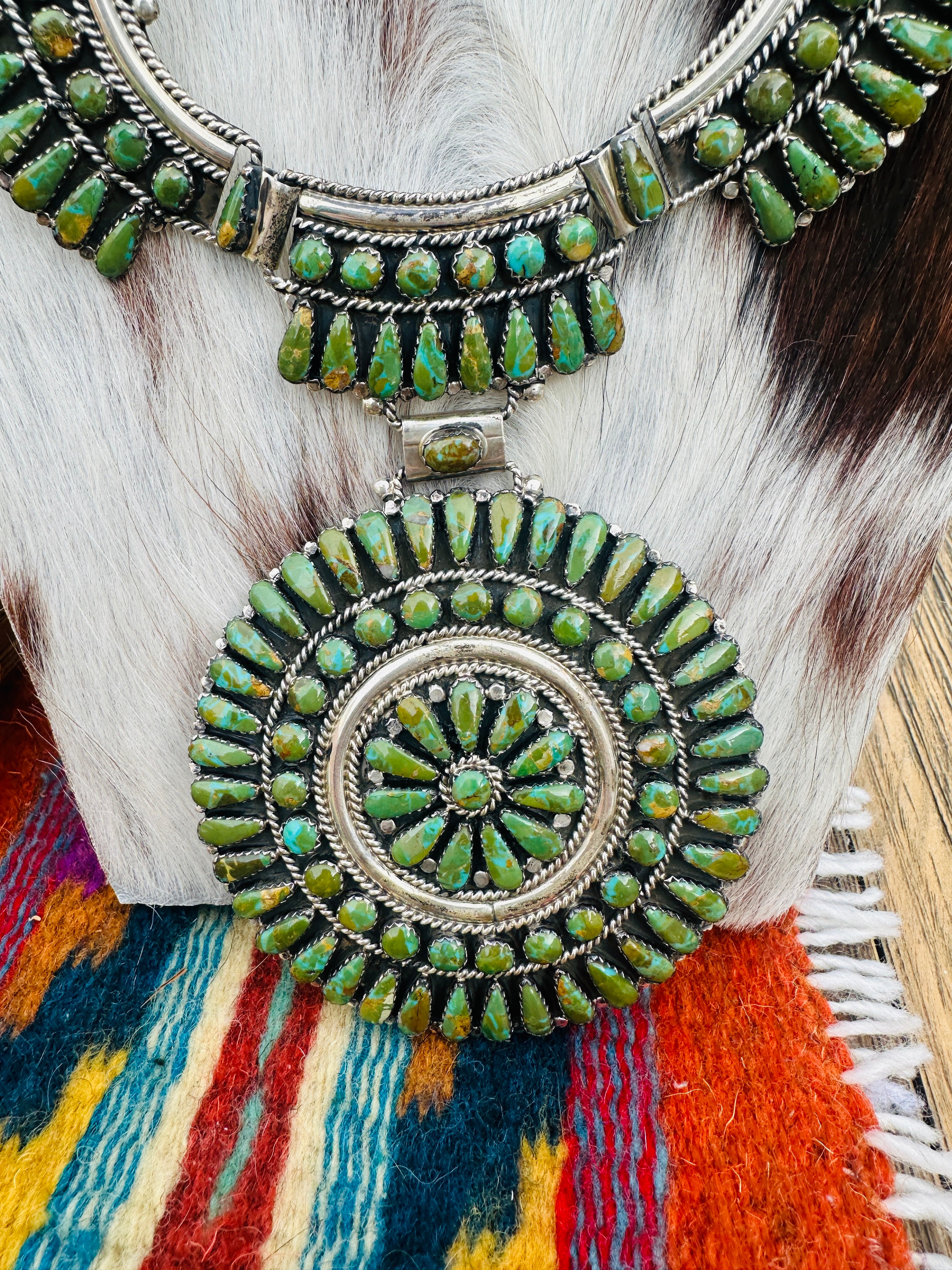 Handcrafted Royston Turquoise & Sterling Silver Cluster Necklace by Juliana Williams