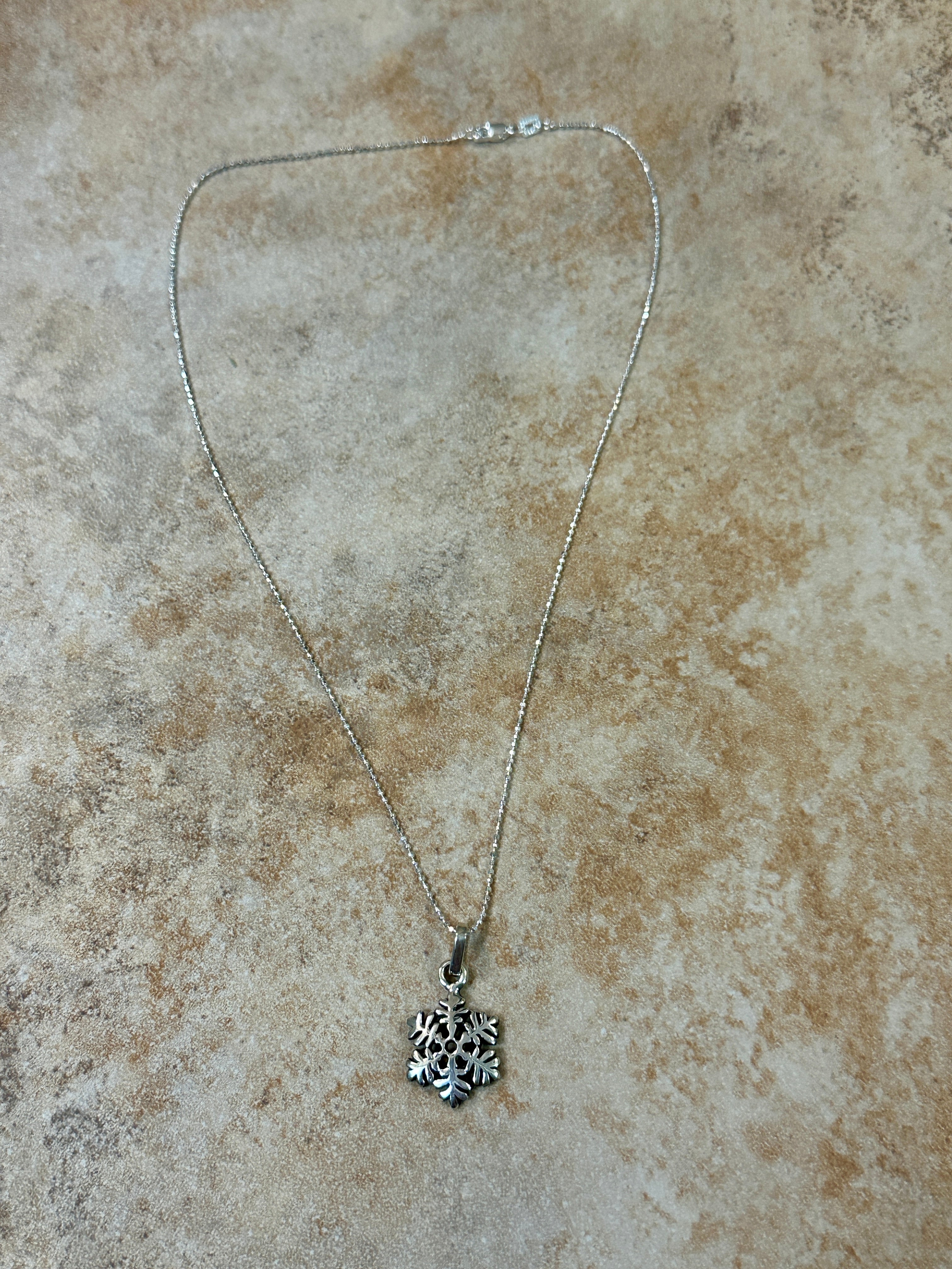 Medium Sterling Silver Snowflake Pendant