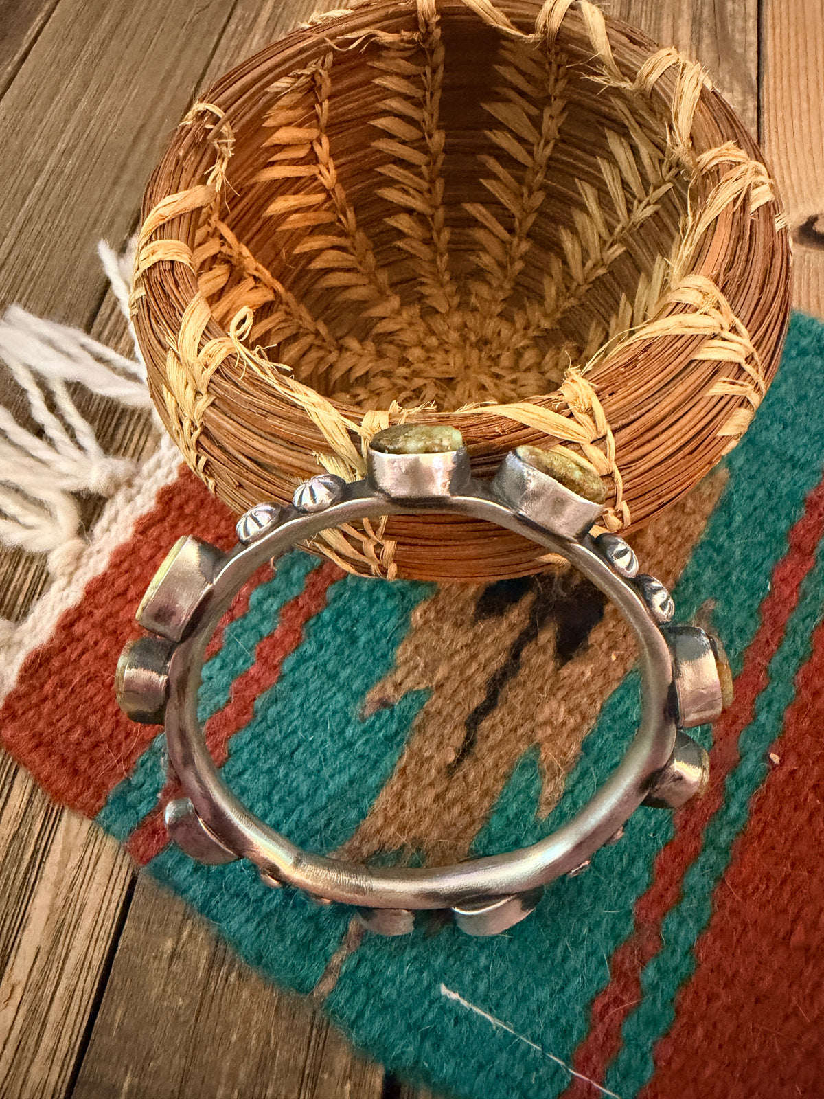 Handcrafted Palomino Turquoise & Sterling Silver Bangle Bracelet by Chimney Butte
