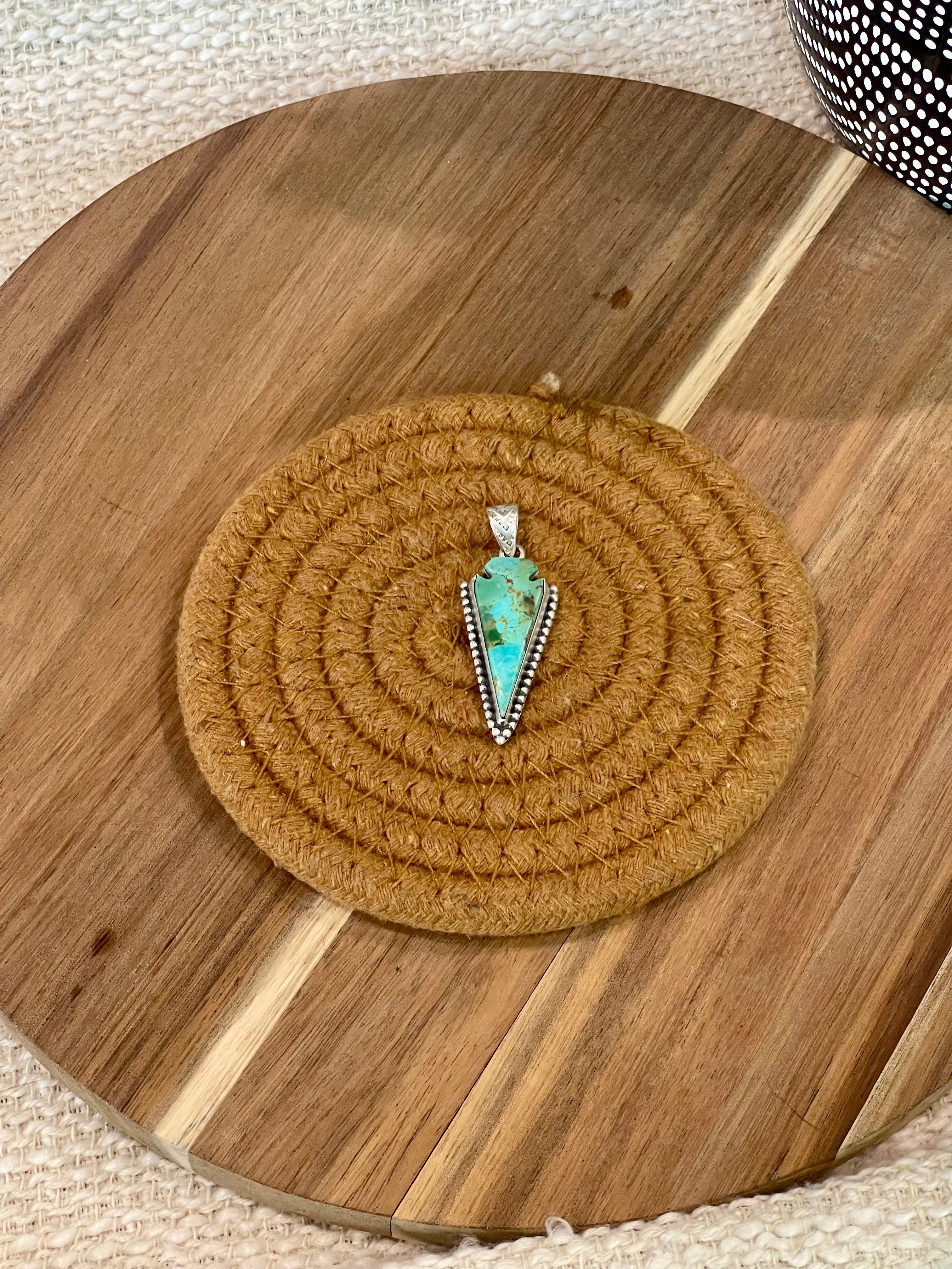 Handmade Sterling Silver & Kingman Turquoise Arrow Pendant