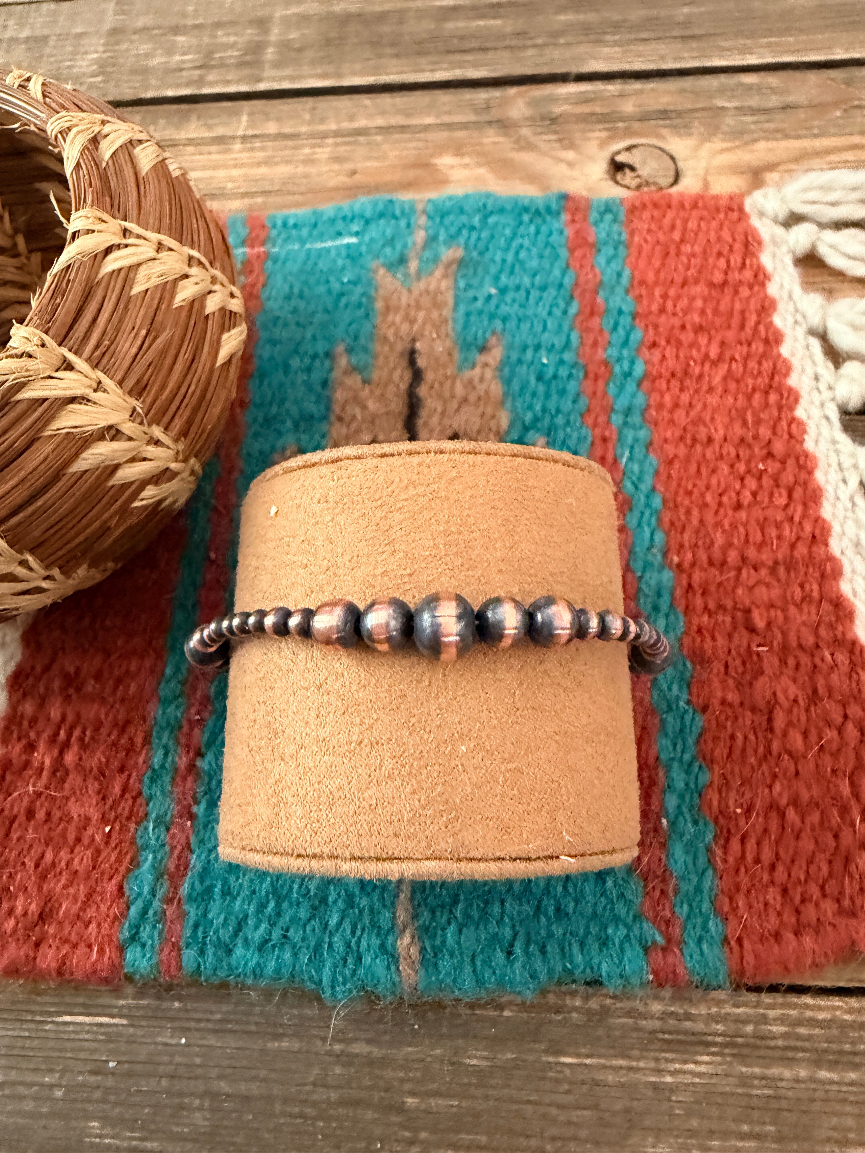 Handcrafted Copper Beaded Bracelet 7.5”