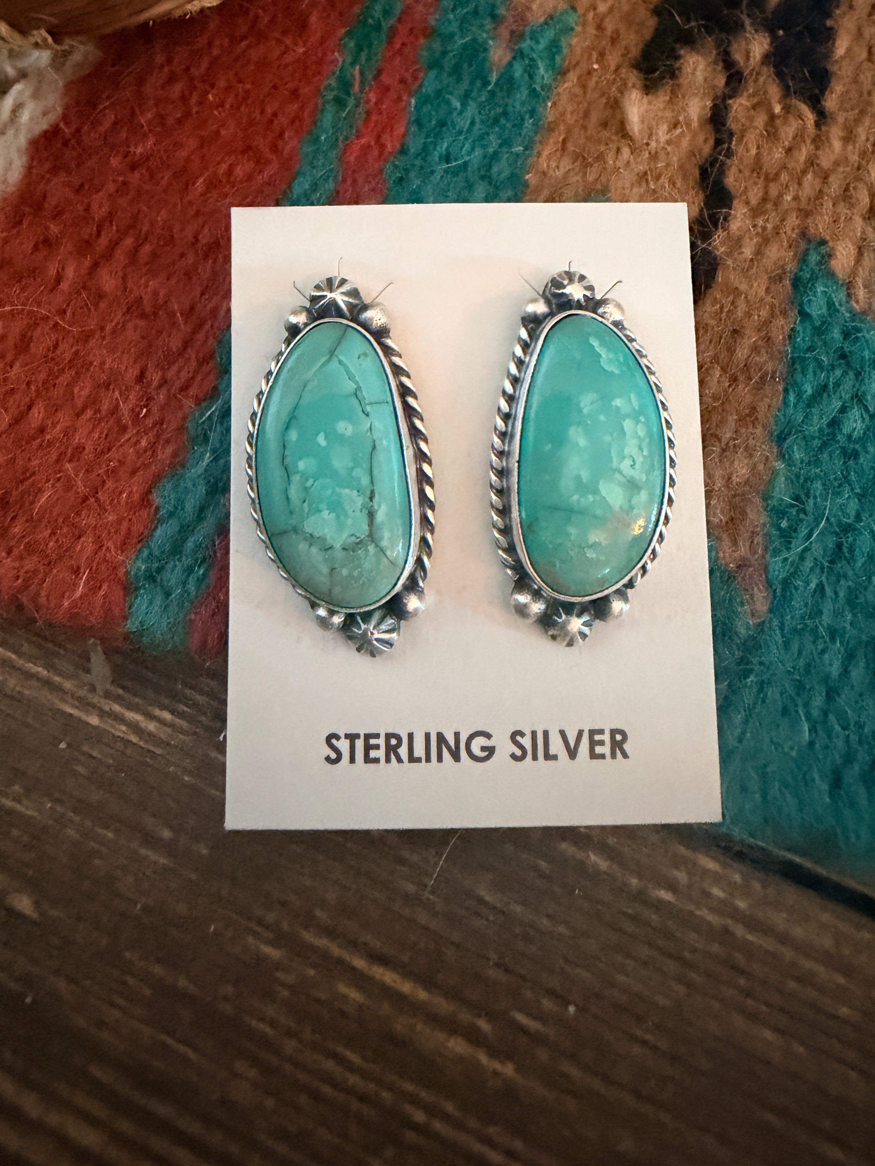 Handcrafted Turquoise & Sterling Silver Post Earrings
