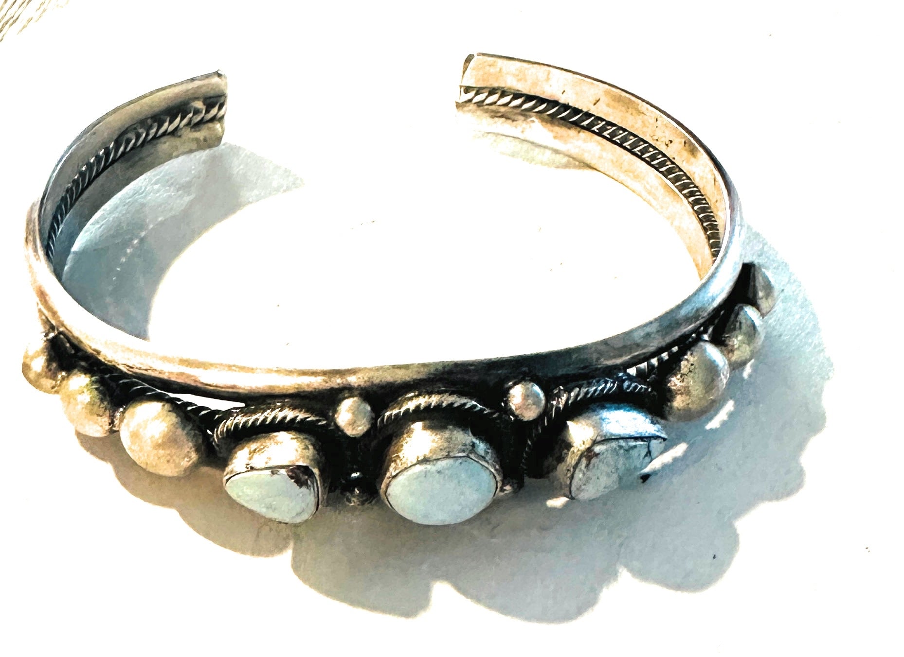 Handcrafted Golden Hills Turquoise & Sterling Silver Cuff Bracelet /