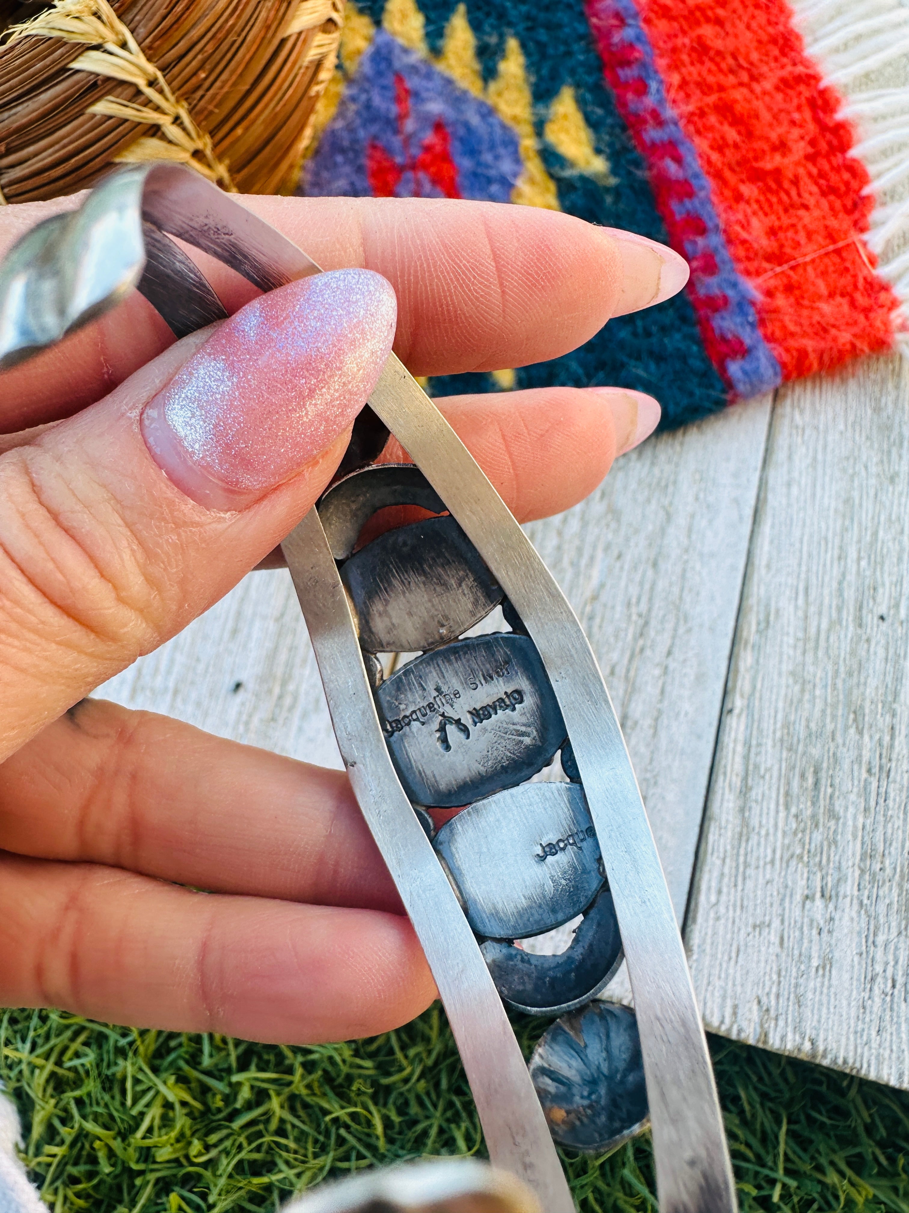 Handcrafted Turquoise & Sterling Silver Cuff Bracelet by Jacqueline Silver