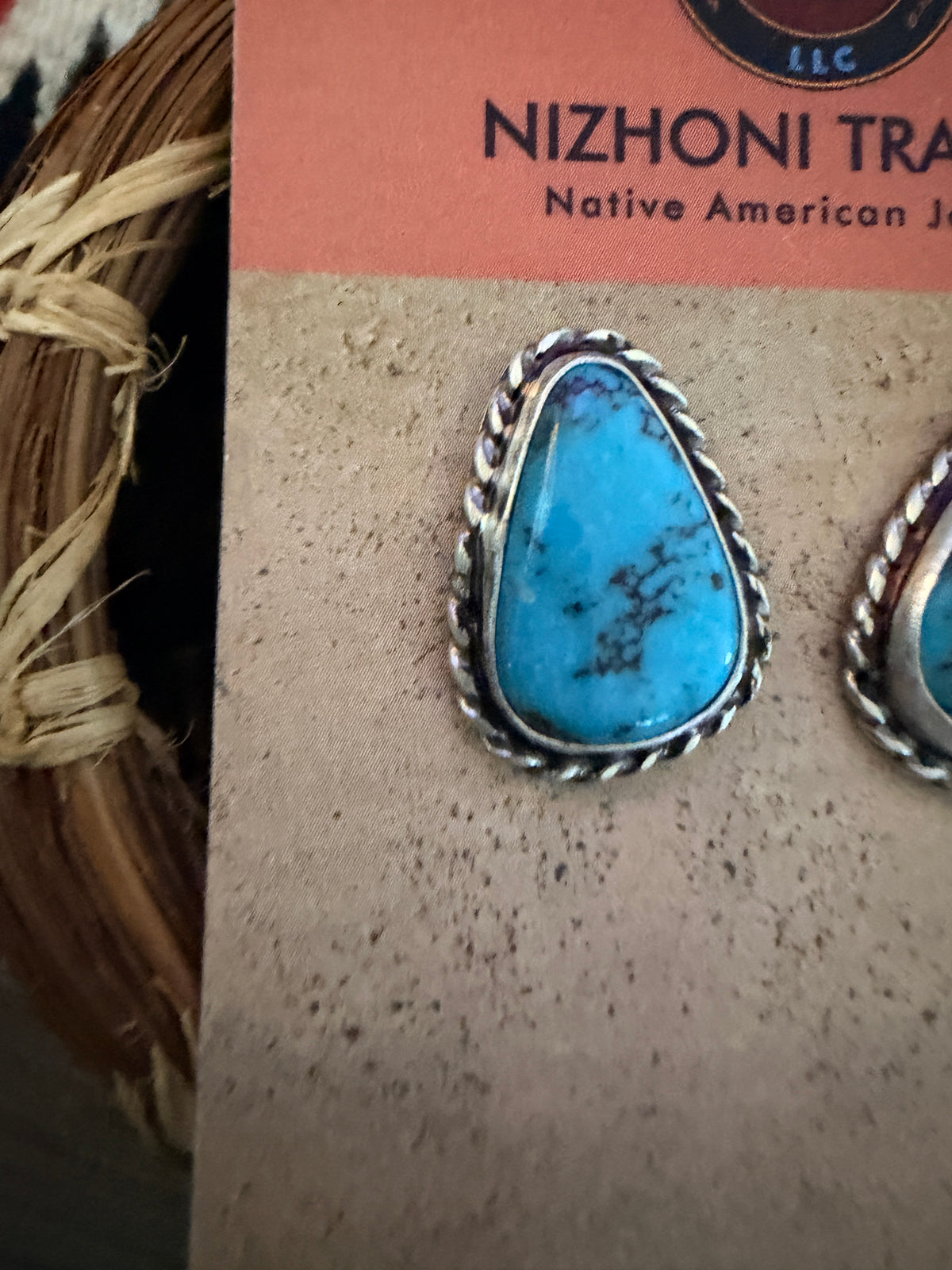 Handcrafted Turquoise & Sterling Silver Post Earrings