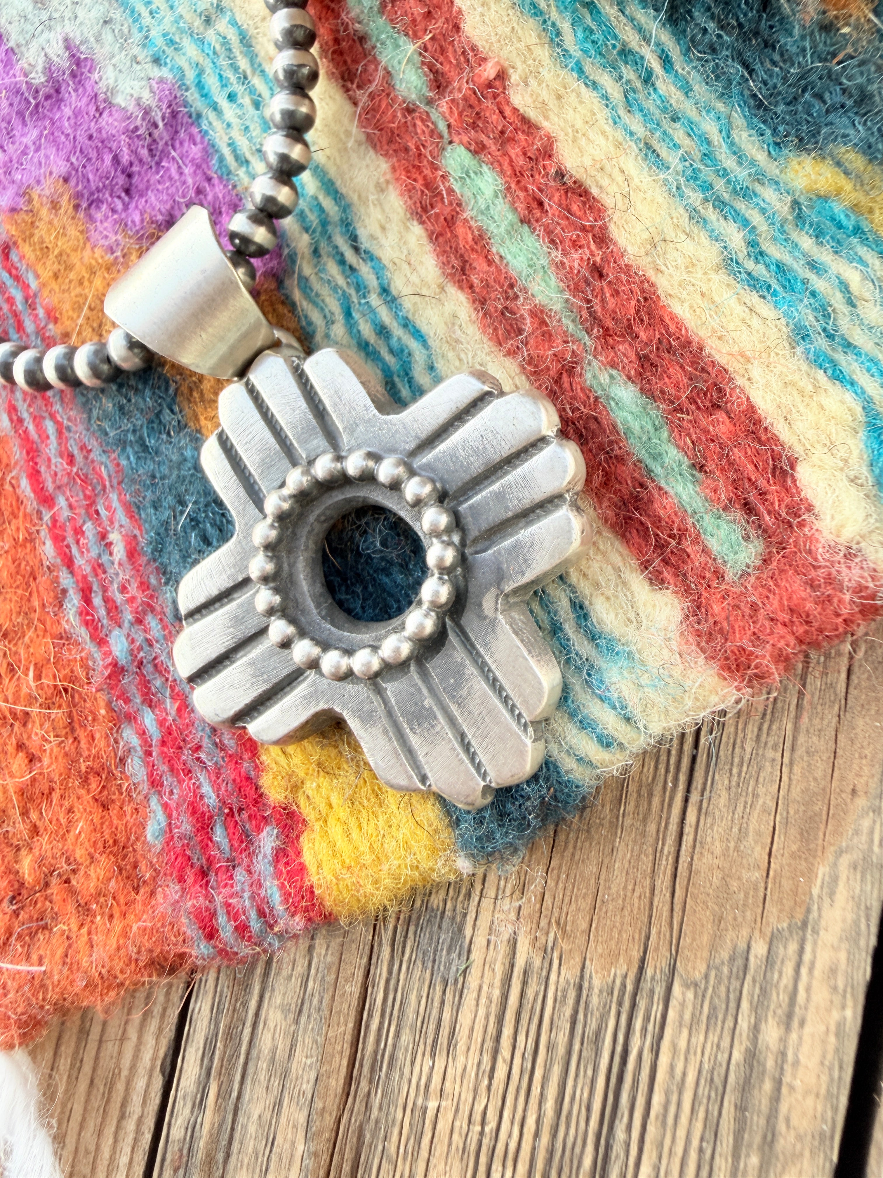 Handcrafted Sterling Silver Zia Cross Pendant by Chimney Butte