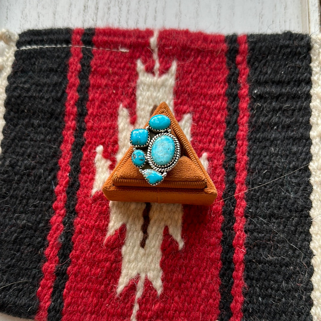 Beautiful Handmade Turquoise And Sterling Silver Adjustable Ring Signed Nizhoni