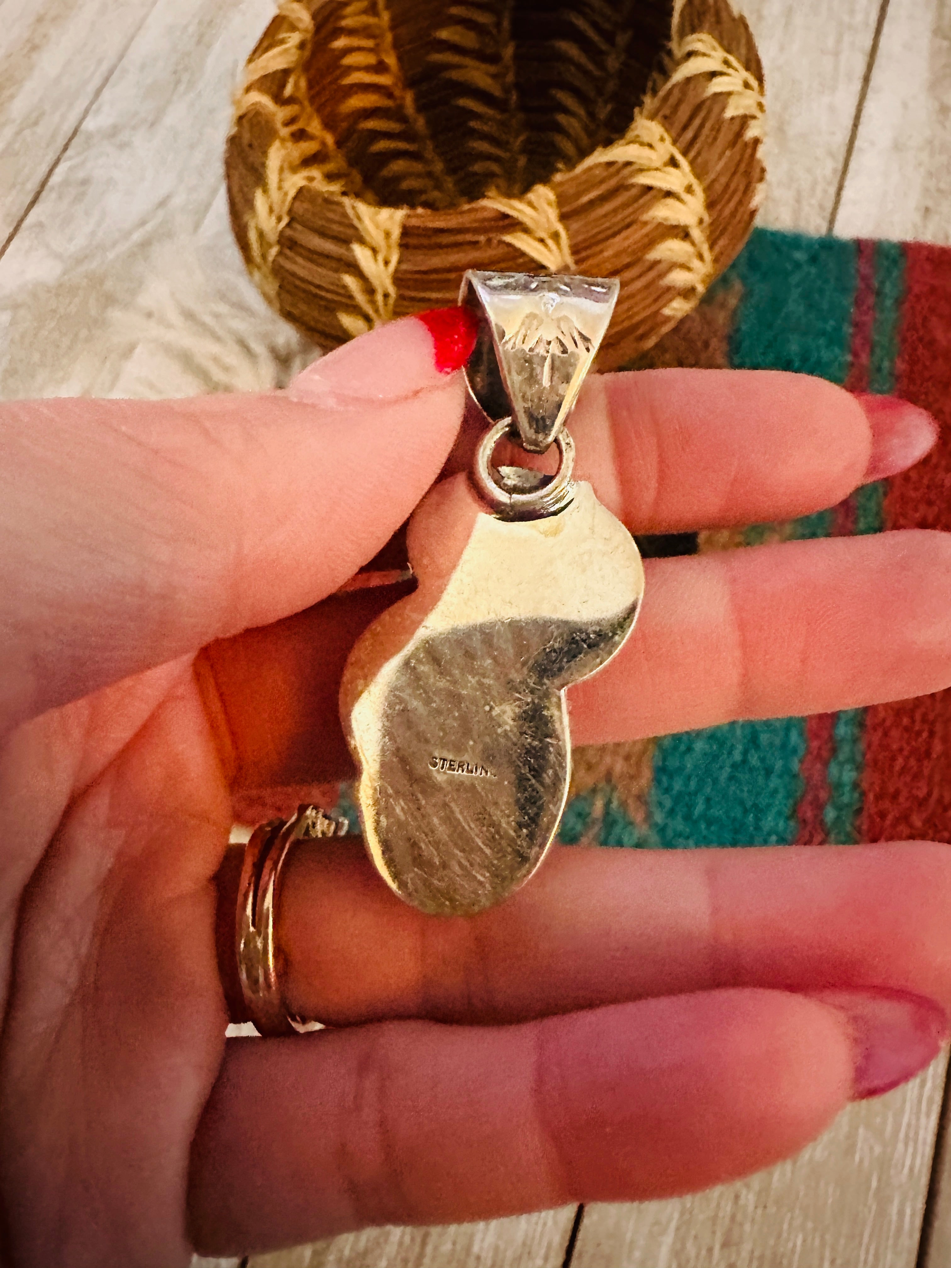 Handcrafted Sterling Silver, Spiny & Turquoise Pendant