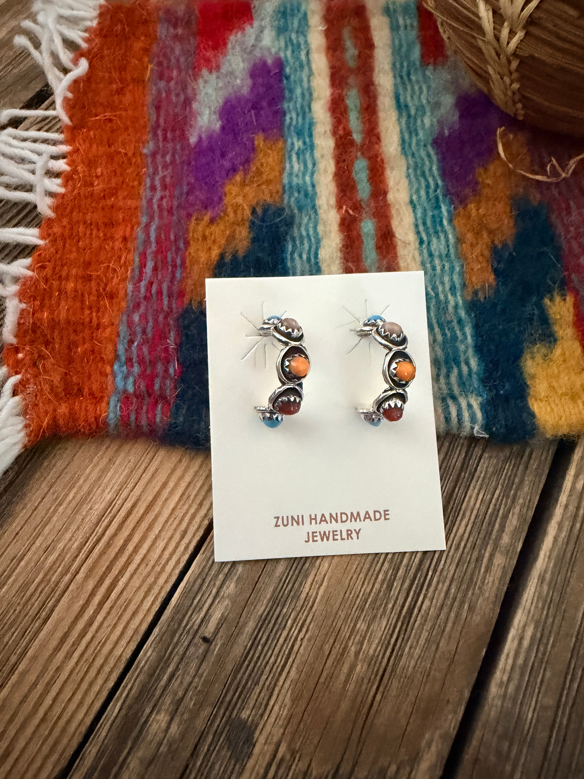 Handcrafted Sterling Silver & Multi Stone Snake Eye Hoop Earrings