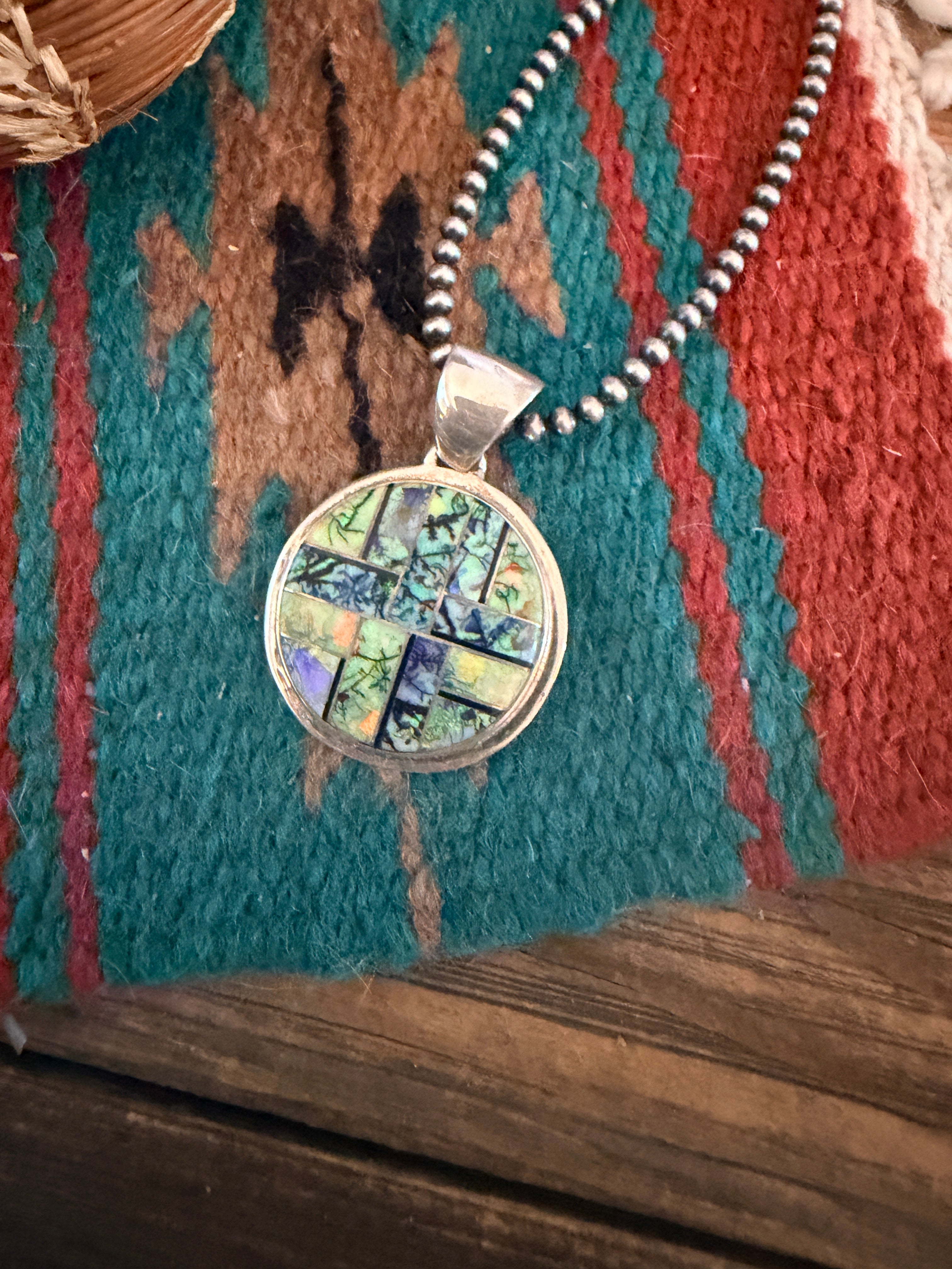 Handcrafted Sterling Silver and Opal Inlay Pendant