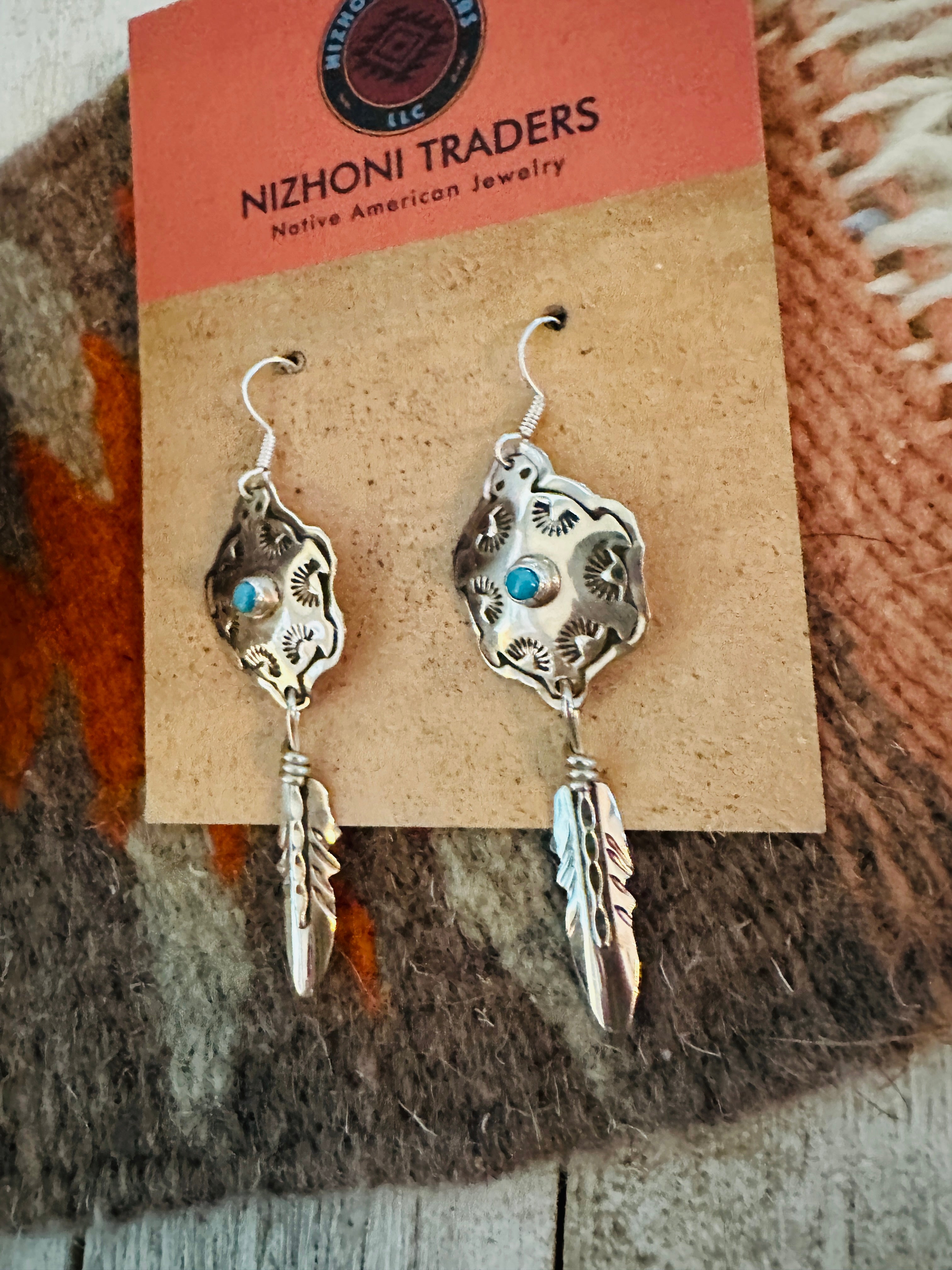 Handcrafted Sterling Silver & Turquoise Turtle Dangle Earrings