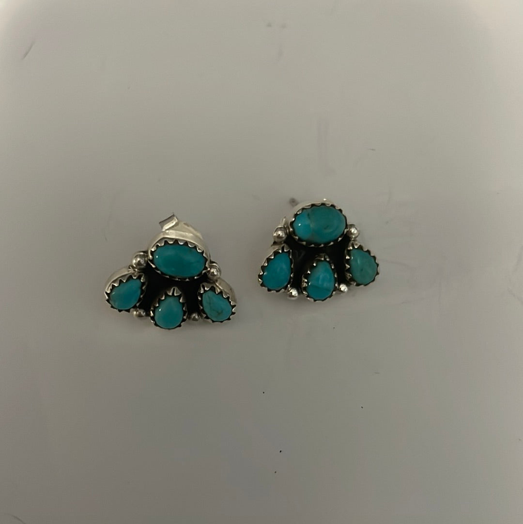 Nizhoni “The Backroads” MINIS Turquoise & Sterling Silver 4 Stone Earrings Handmade